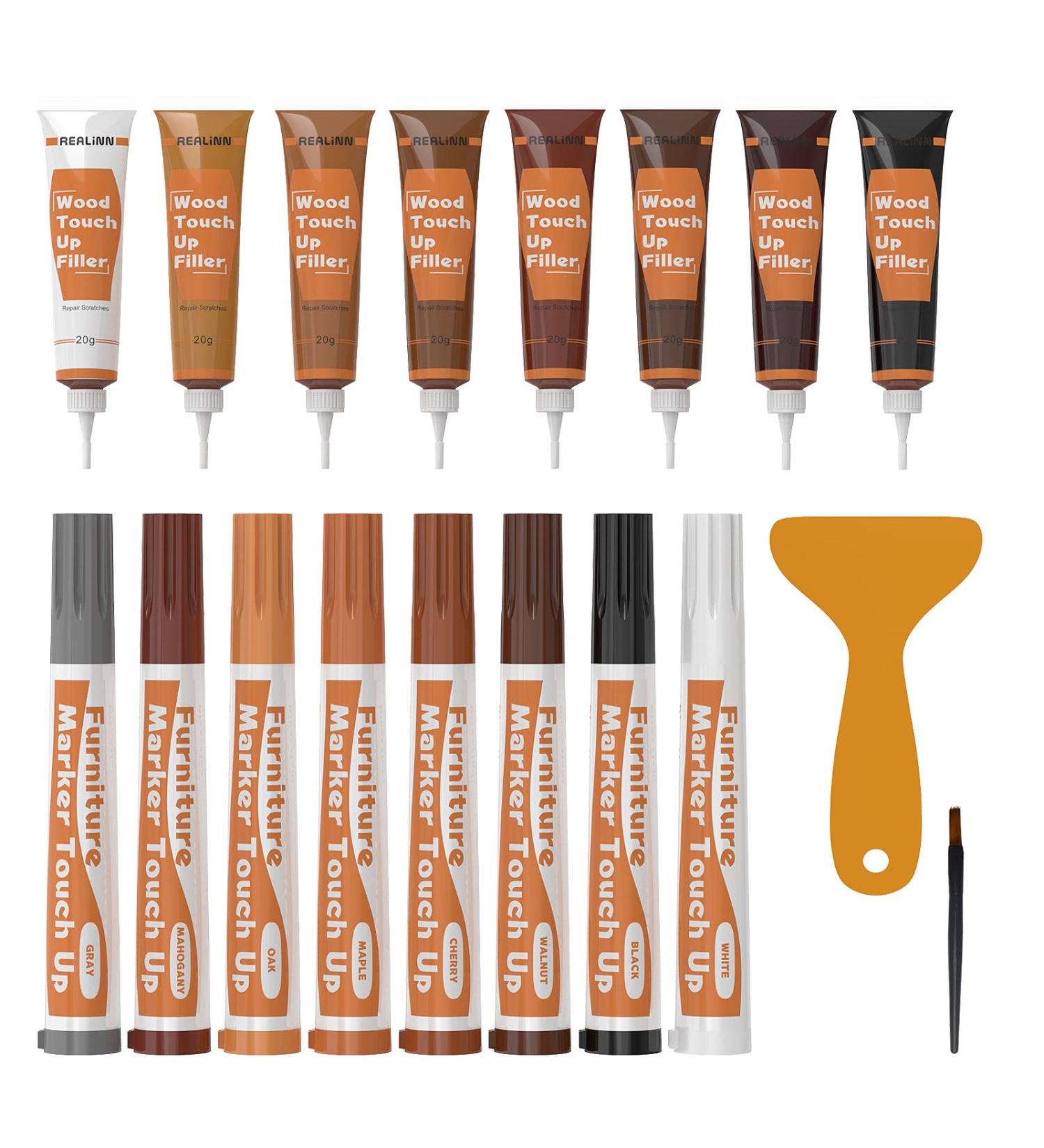 REALINN Wood Furniture Repair Kit 8 Dark Colors- Wood Fillers and Touch Up Markers  Repair Scratch  Cracks  Discoloration for Wooden Door  Floor  Table  Cabinet - Buy Online on GoSupps.com
