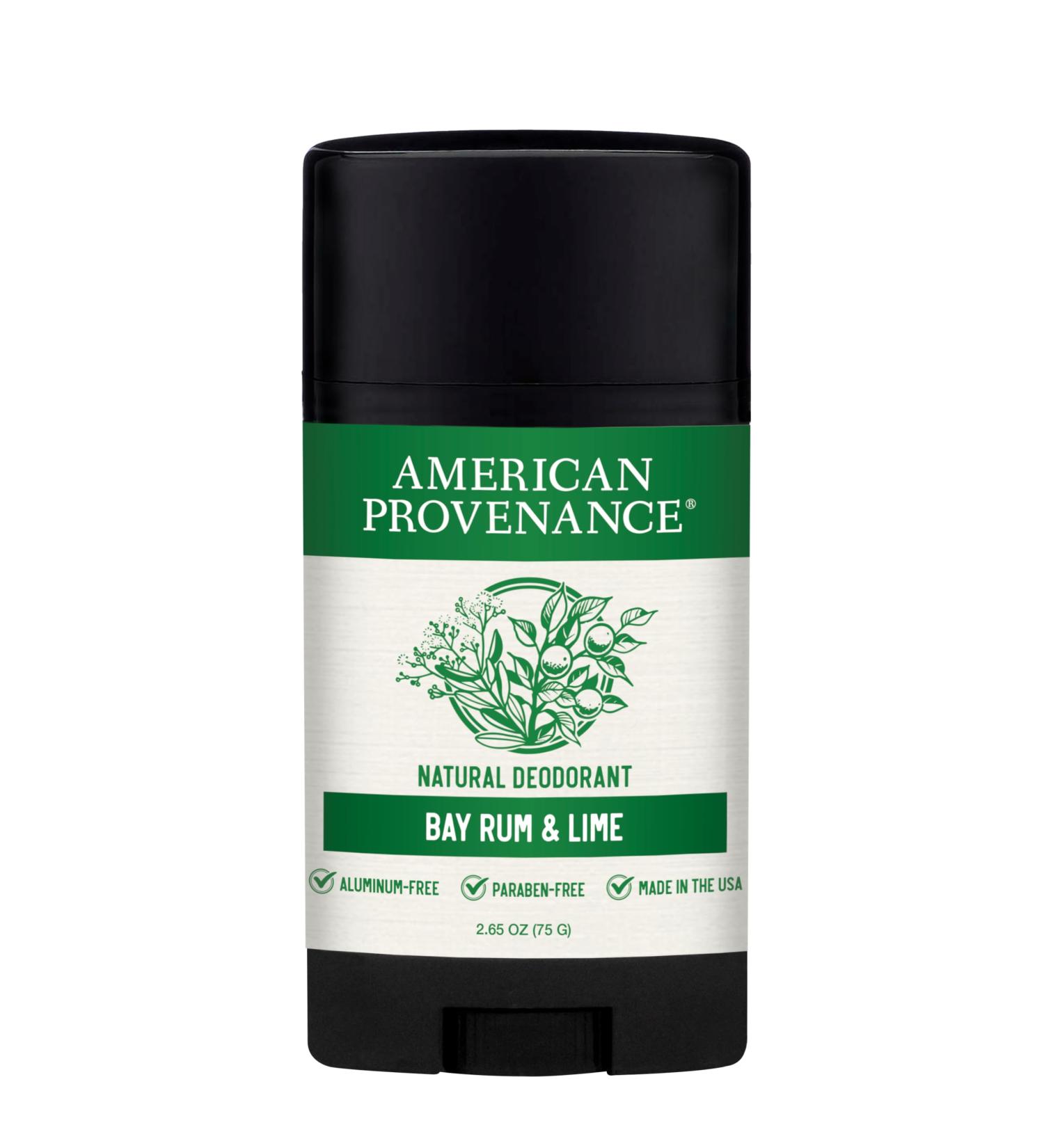 American Provenance All Natural Deodorant for Men and Women- Aluminum Free Deodorant that Lasts All Day - Made in the USA with Essential Oils & Cruelty Free - Bay Rum & Lime (1 Pack) - Buy Online on GoSupps.com