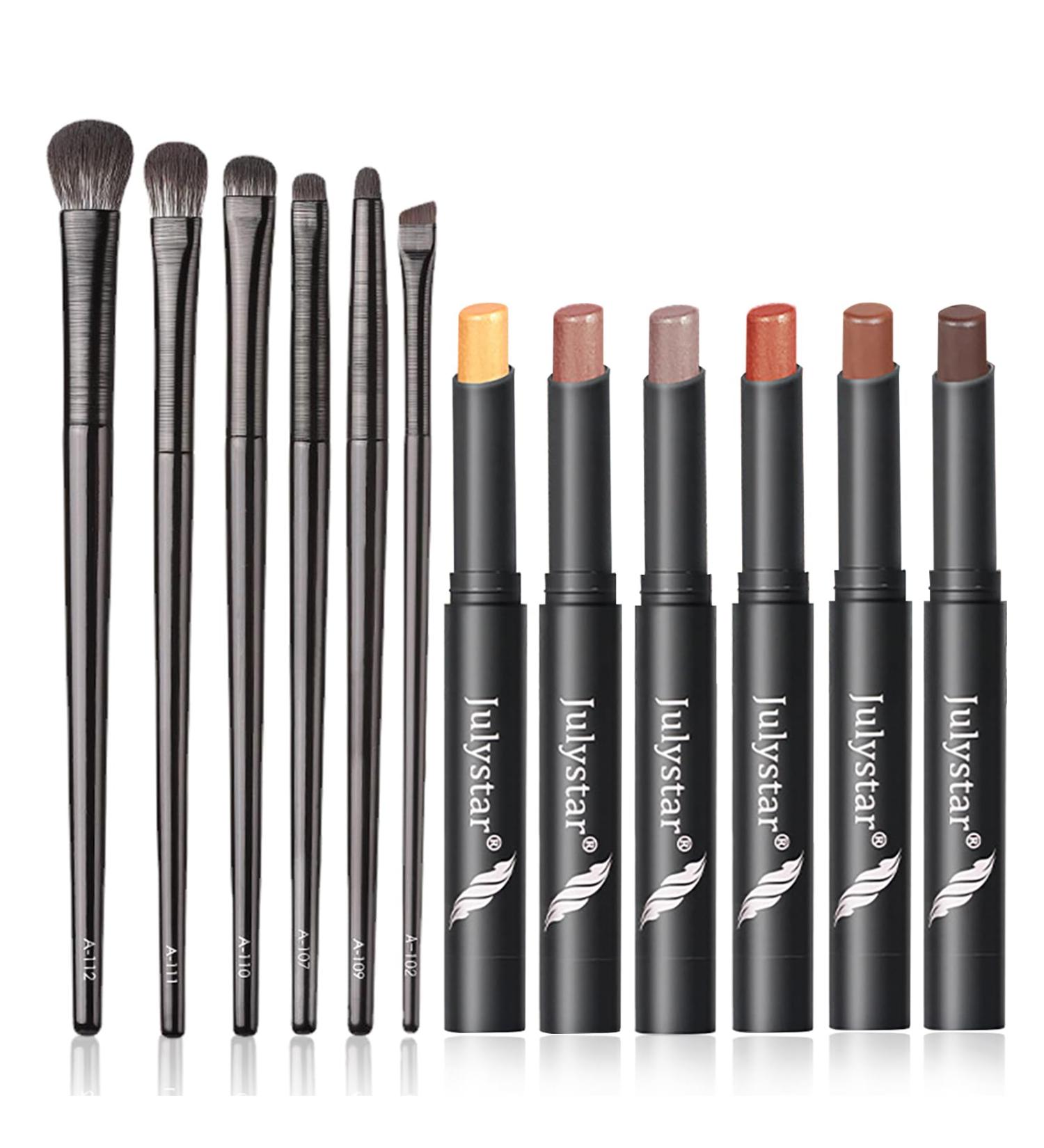 6 Colors Glitter Eyeshadow Stick Colorful Set 6 Eye Makeup Brush Set Waterproof Eye Shadow Pencil Eye shadow Stick Pen Makeup Set Waterproof & Long Lasting Starter Eyeshadow Stick Sets 57*6+6 - Buy Online on GoSupps.com