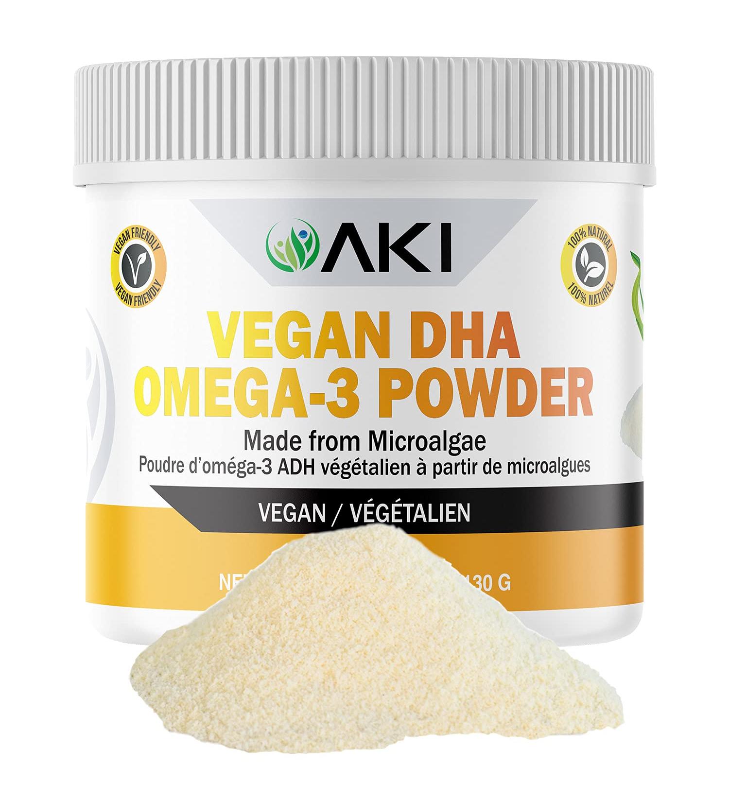 AKI Omega 3 DHA Micro Algae Powder Supplements - Plant Based Keto Vitamin - Alternative to Fish or Krill Oil - Vegan & Non-GMO (4.58oz/130g) 4.6 Ounce (Pack of 1) - Buy Online on GoSupps.com