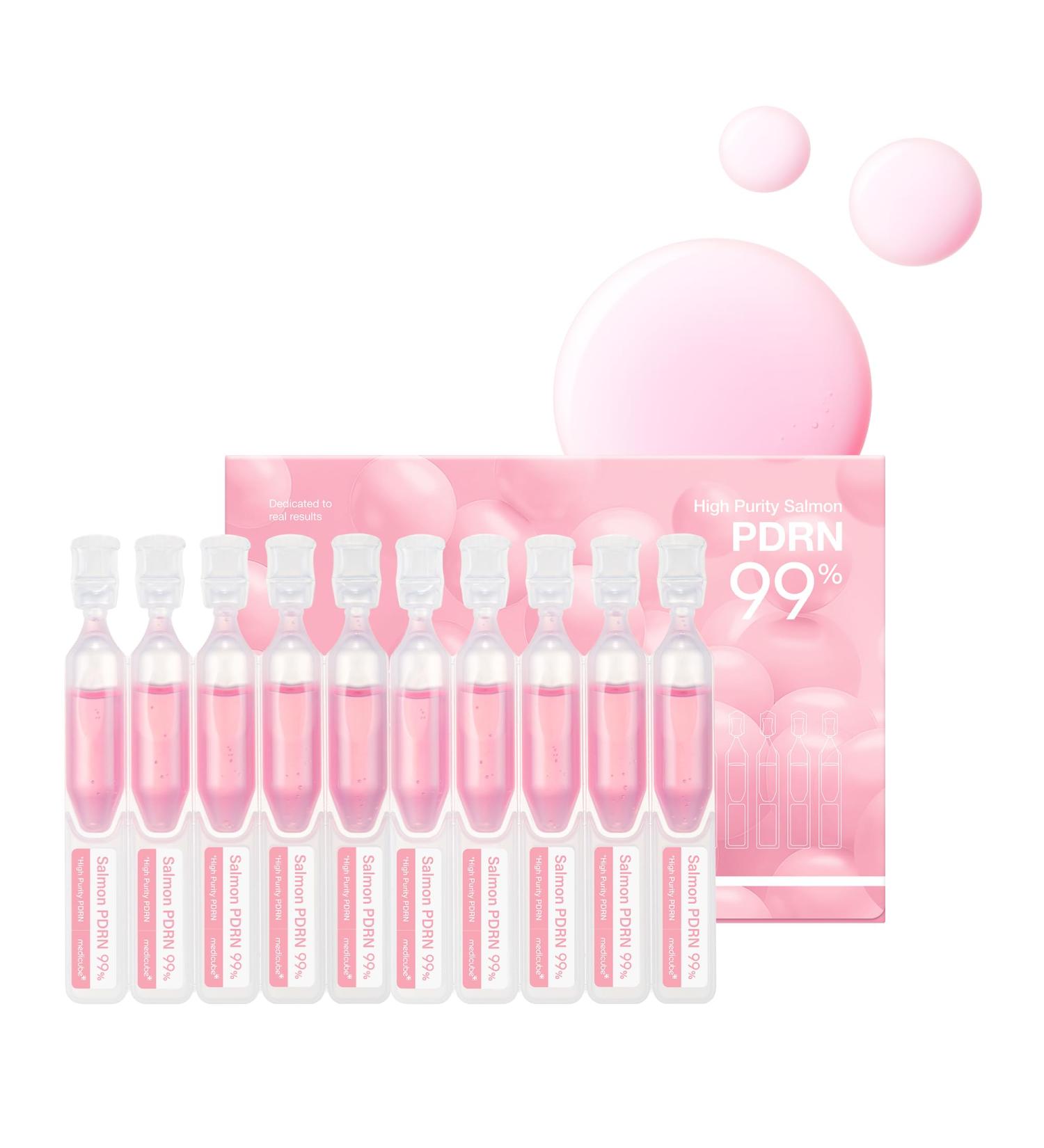 medicube Salmon DNA PDRN Pink One Day Serum | 99% Salmon DNA PDRN Intensive Ampoule Collagen Glutathione Hyaluronic Acid - Improves skin radiance | Korean skincare 0.05 fl.oz x 10e - Buy Online on GoSupps.com