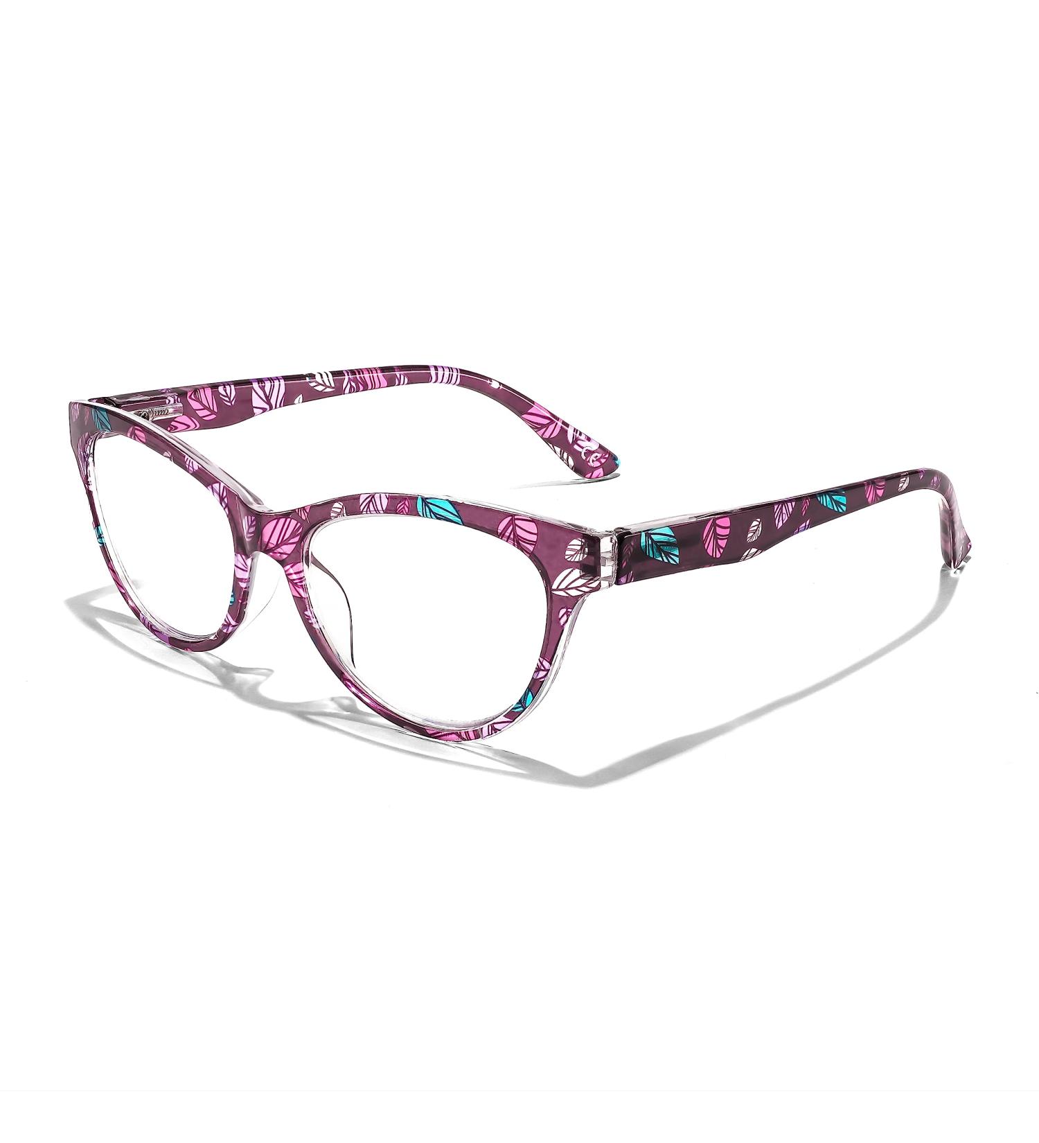 FEISEDY Cat Eye Reading Glasses for Women - Blue Light Blocking Cateye Eyeglasses B9107 in Purple Print - 2.0x Magnification - Buy Online on GoSupps.com