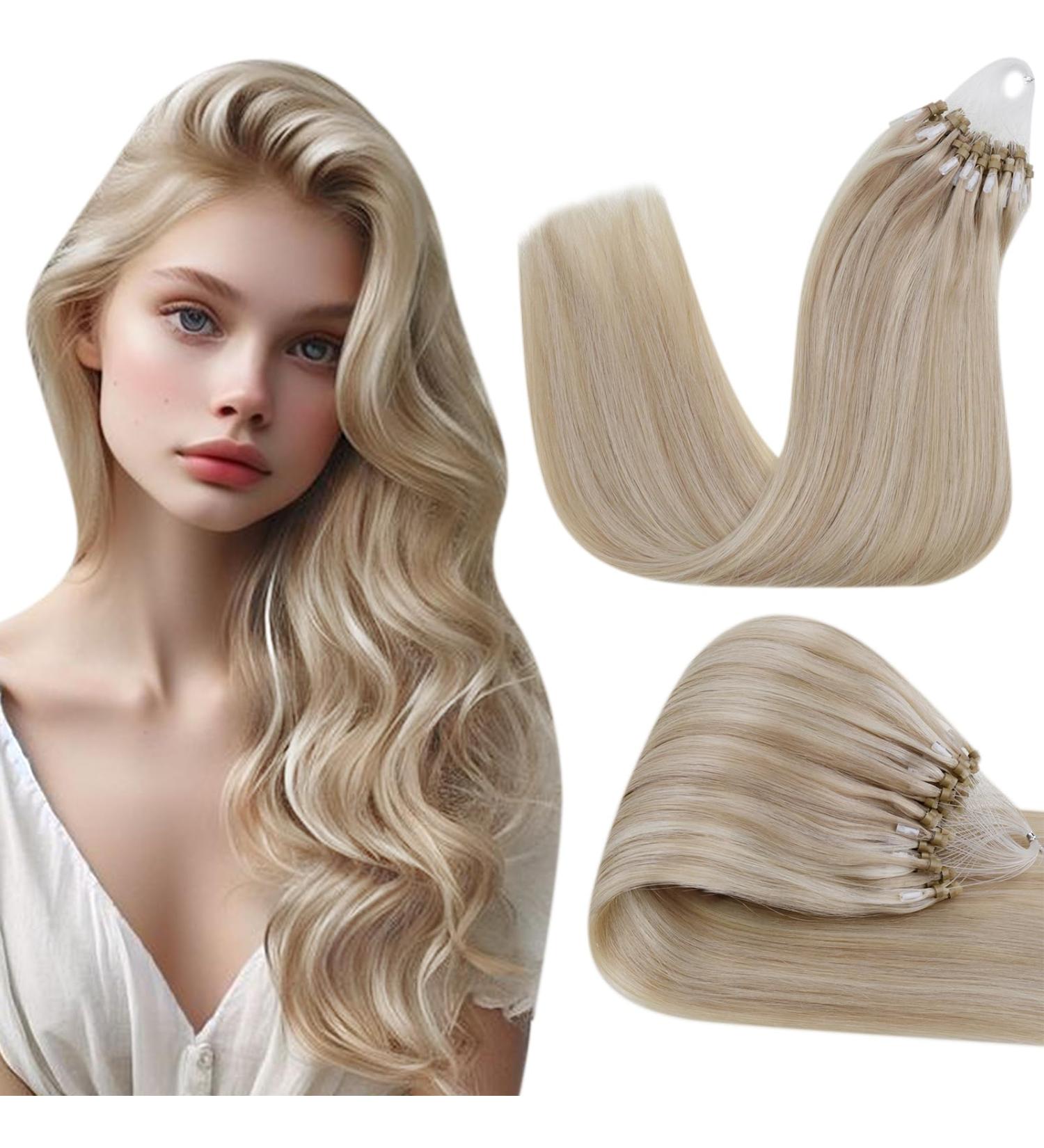 Shop Limited Discount Microring Extensions - Real Ash Blonde Hair #18/613 - 55cm 50g - Premium Quality for Recovery & Volume - Buy Online on GoSupps.com