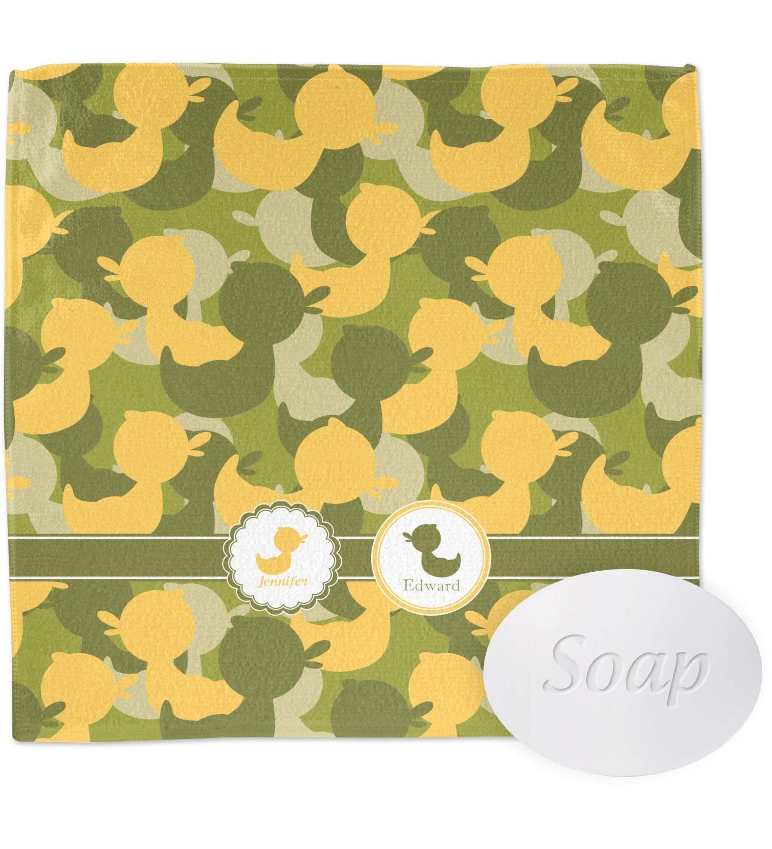 YouCustomizeIt Personalized Rubber Duckie Camo Washcloth
