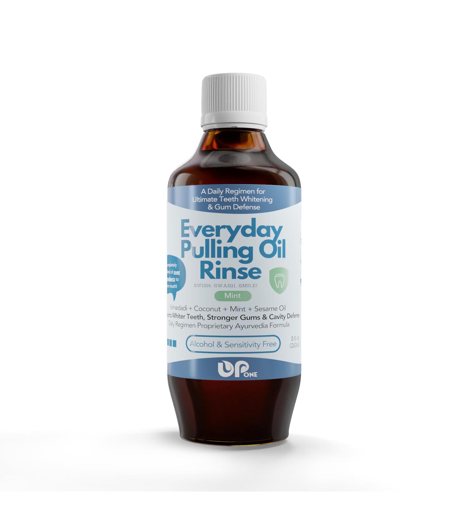 UpOne Whitening Oil Pulling Rinse - 25+ Herb Oil Blend Alcohol-Free Ayurvedic Formula for Teeth Whitening Fresh Mint Flavor Bad Breath Eliminator - 8 fl. oz | Shop Now - Buy Online on GoSupps.com