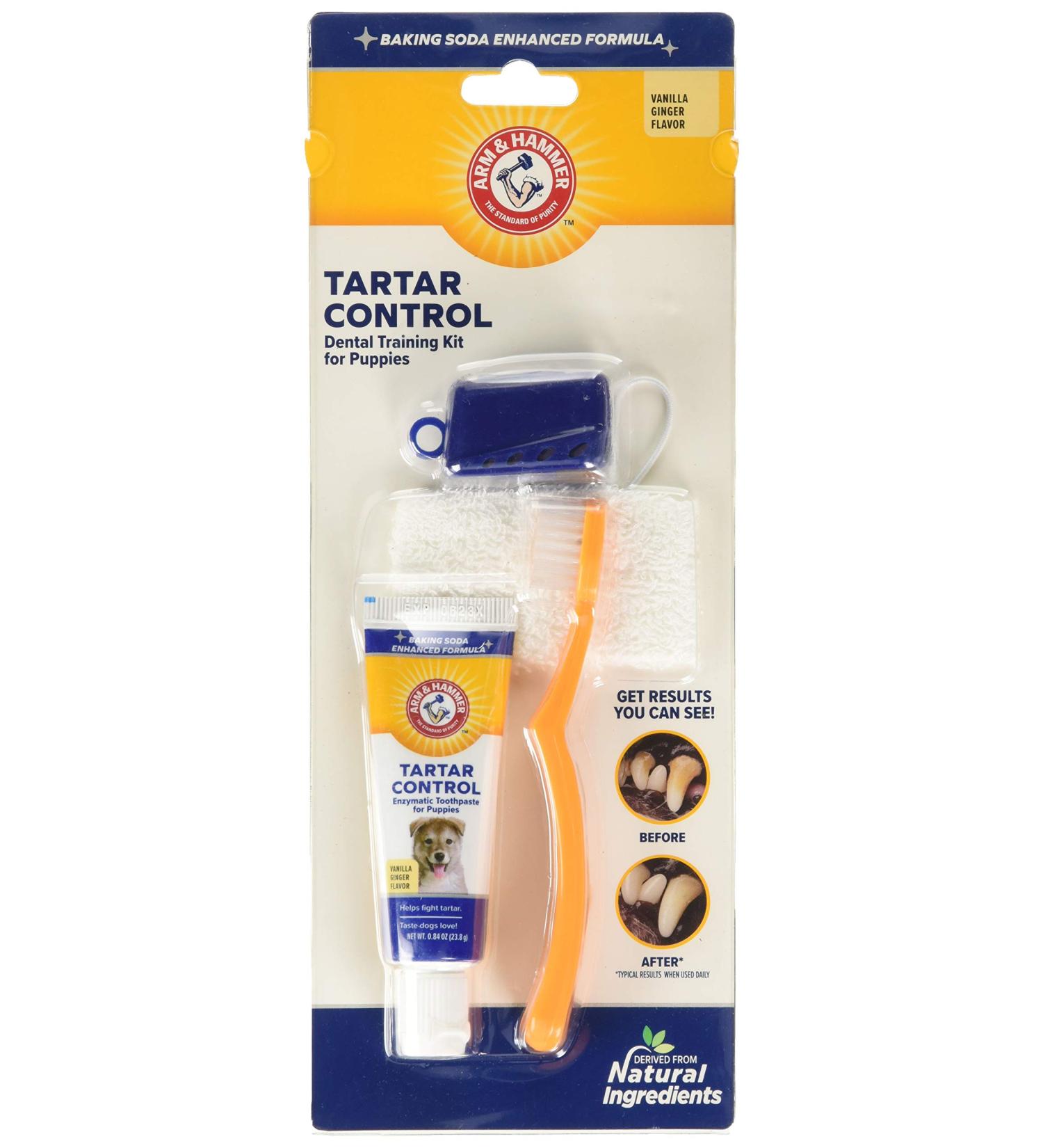 Arm & Hammer Tartar Control Dental Kit for Puppies - Vanilla Ginger | 4 Piece Set - Buy Online on GoSupps.com