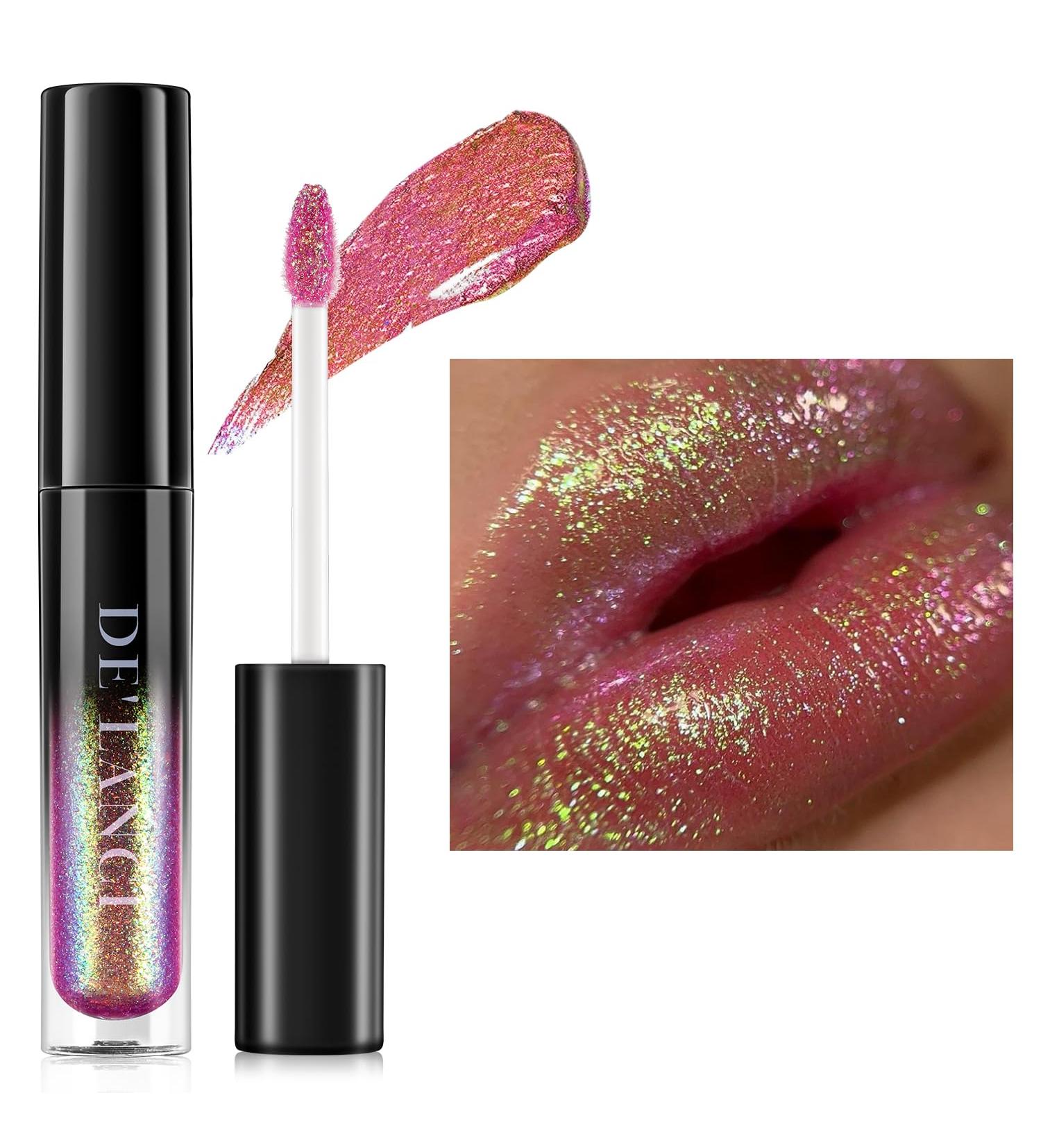 Chameleon Liquid Lipstick - Pink Green Shimmer Metallic Lip Gloss | Long Lasting Waterproof Talc-Free Makeup Gift for Women & Girls - Buy Online on GoSupps.com