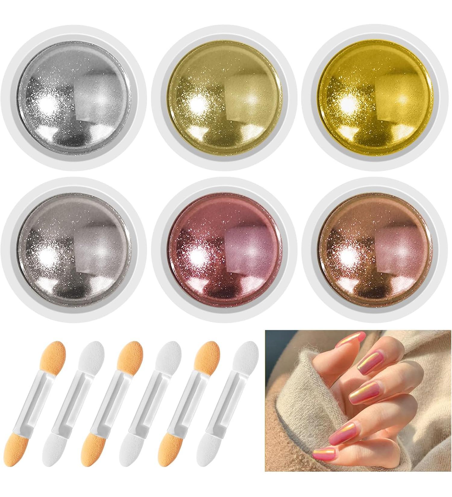  Ysimple Ysimple 6 Colors Glitter Chrome Nail Powder Super Mirror Effect Nail Powder Metallic Fine Chrome Nail Powder with 6 - Buy Online on GoSupps.com