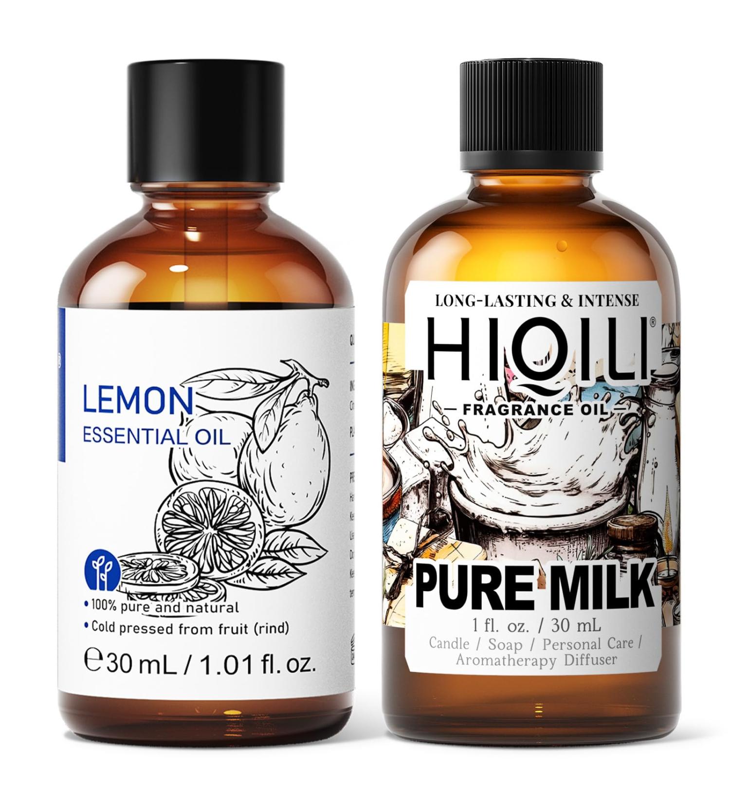 HIQILI 30ML Lemon Essential Oil & 30ML Pure Milk Fragrance Oil for DIY Diffuser - Buy Online on GoSupps.com