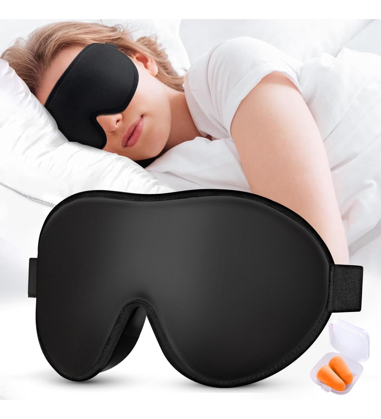 Cozslep 3D Sleep Mask for Men & Women - 100% Light-Blocking Memory Foam Eye Mask with Earphones | Perfect for Side Sleepers & Travel - Black 1 Pack - Buy Online on GoSupps.com