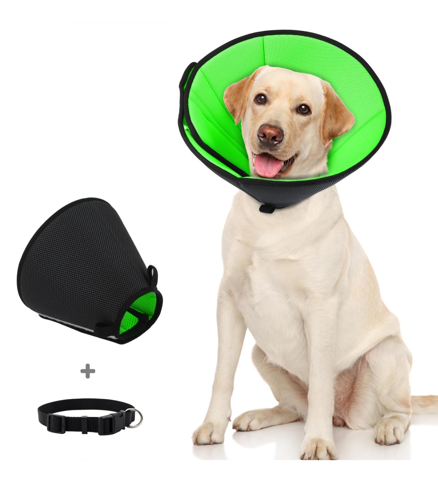 Supet Breaker Dog Leak Protection Collar - Soft Adjustable Elizabethan Cone | Breathable Eco-Friendly 3XL (41-48cm) - Black - Buy Online on GoSupps.com