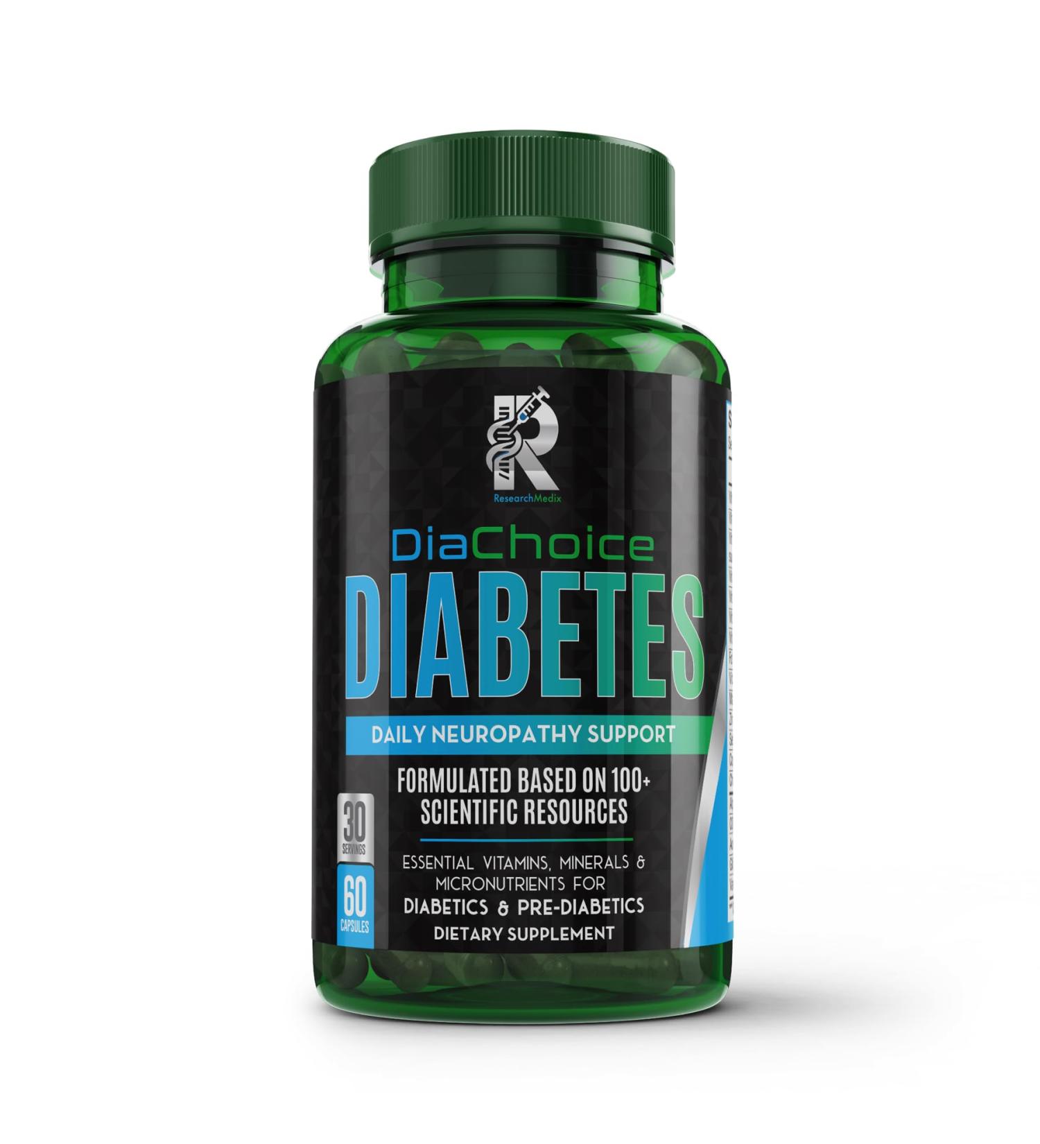 DiaChoice Neuropathy Support with Alpha Lipoic Acid 600 mg, to Fortify Nerve Health & Support Healthy Nerve Function, ALA, Co Q10, Magnesium, Zinc, Vitamins B12, B9, B6, B3, B2, B1, D, C, E & 5 more - Buy Online on GoSupps.com