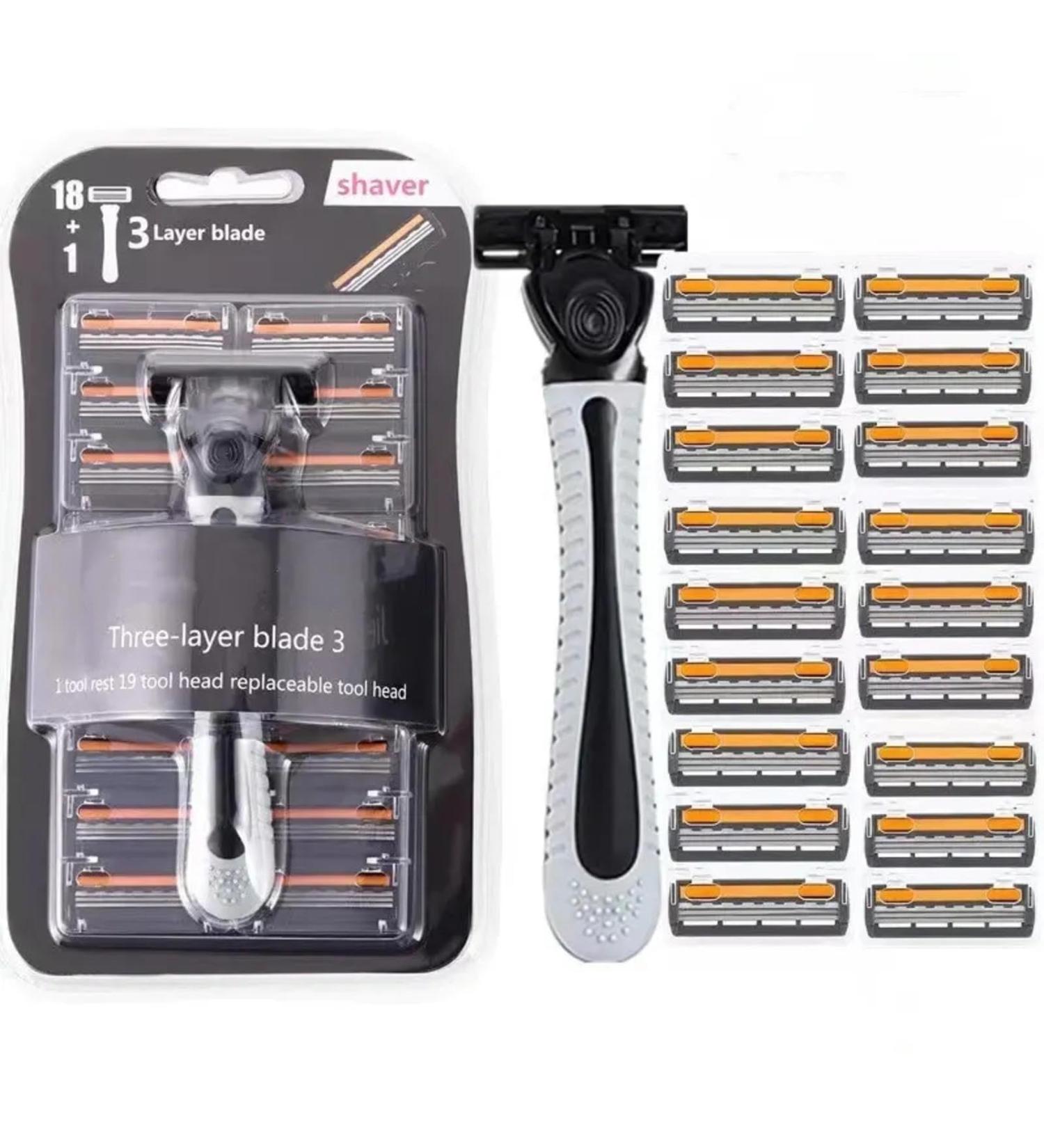 Men's Classic Manual Razor - Vintage Water Wash Sharp Blade Antiscratch Three Layer - Multi Head Change Orange | International Shipping - Buy Online on GoSupps.com