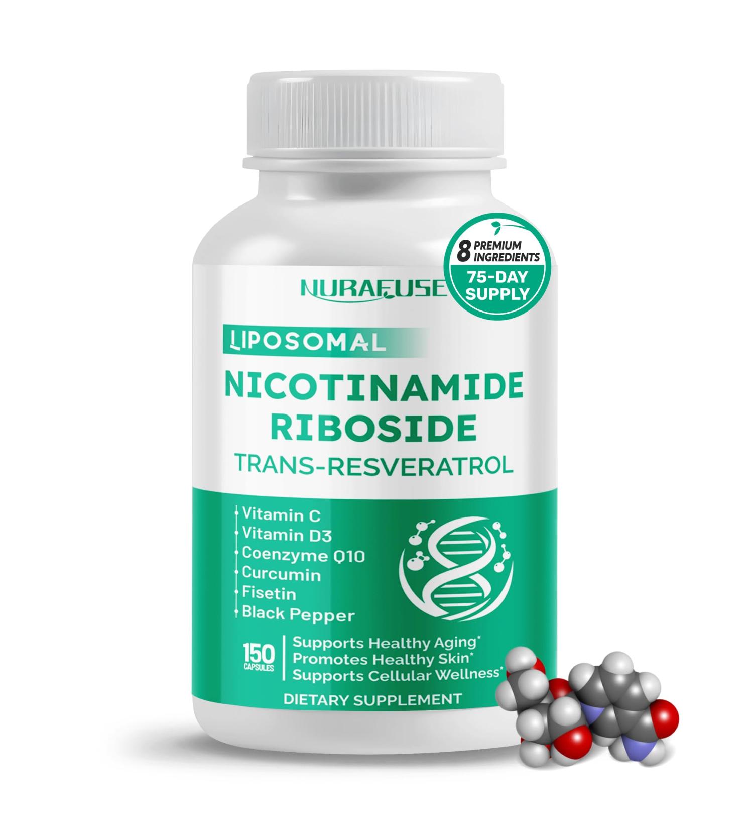 Liposomal Nicotinamide Riboside Trans-Resveratrol Coenzyme Q10 Vitamin C - Supports Healthy Aging Skin- Supports Healthy Aging Promotes Healthy Skin- Made and Tested in The USA 150 count (pack of 1) - Buy Online on GoSupps.com