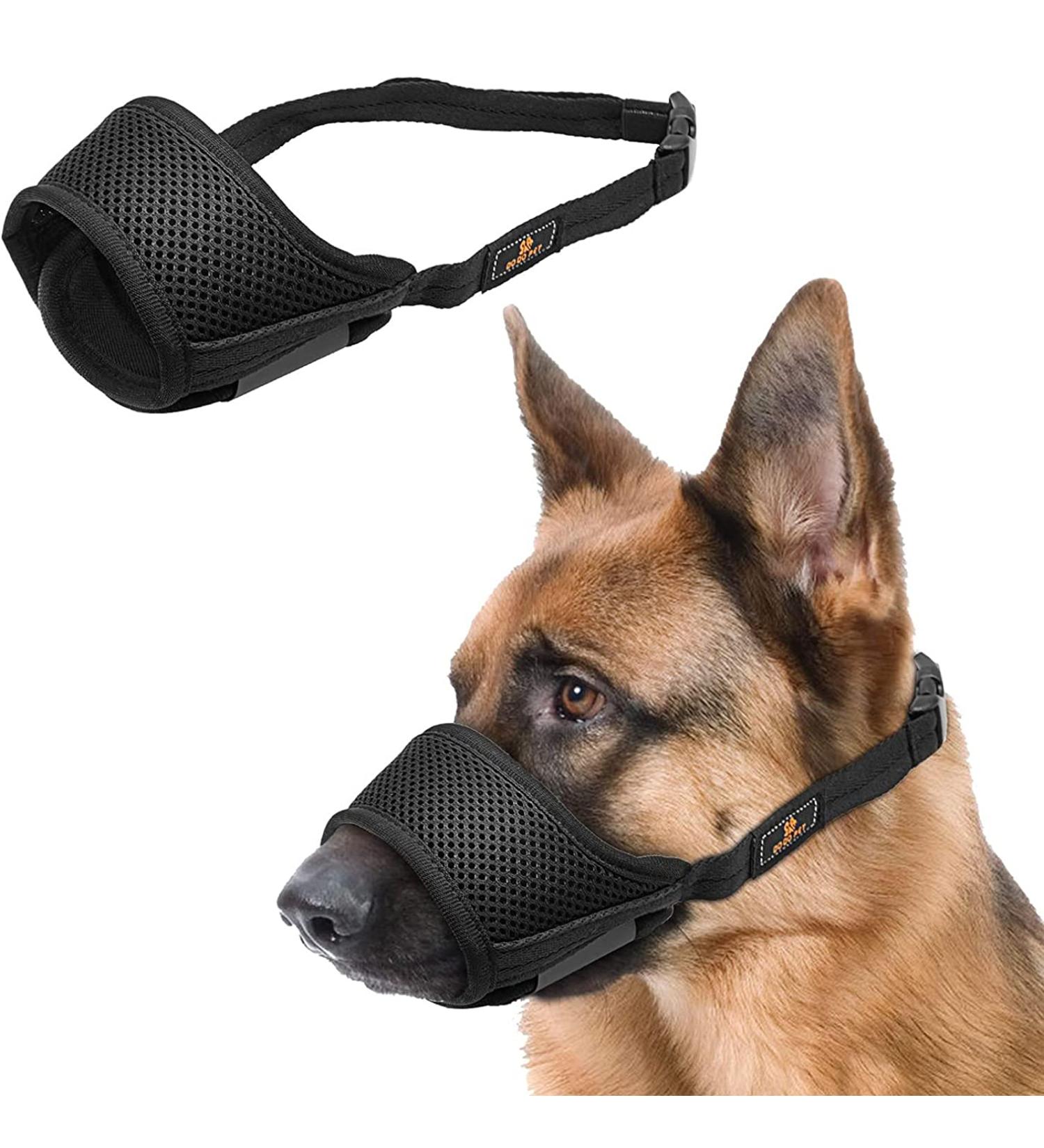 Adjustable Black Dog Muzzle with Velcro Fastener - Safe for Biting Barking & Chewing - Breathable Mesh - Size S - Buy Online on GoSupps.com