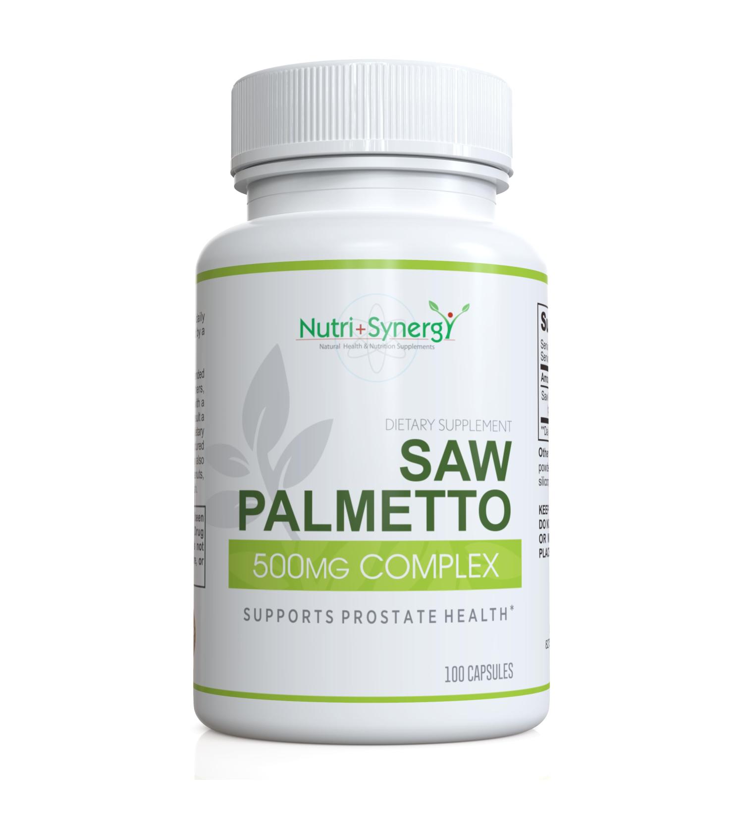 Nutri + Synergy Saw Palmetto - Prostate Support Herbal Supplement for Men - 500mg - 100 Capsules - Buy Online on GoSupps.com