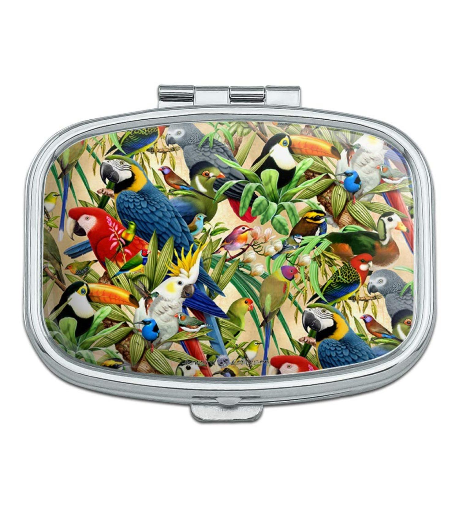 Tropical Birds Parrot Macaw Toucan Pattern Pill Case | Unique Trinket Gift Box | International Shipping - Buy Online on GoSupps.com