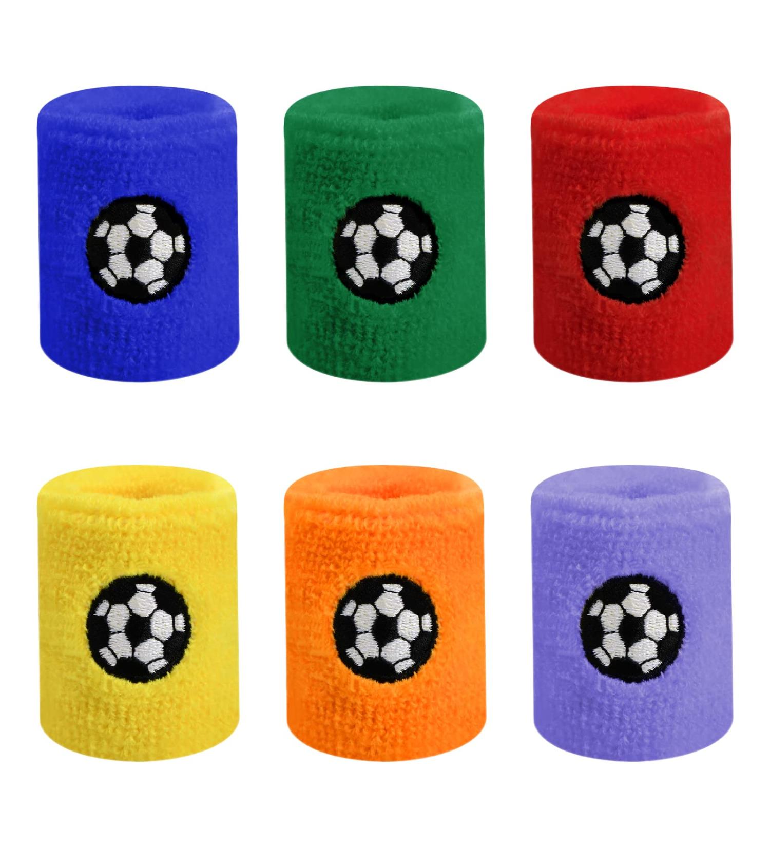 Colorful 6-Piece Children's Sports Bracelets - Football & Basketball Cotton Wrist Bands for Active Kids - Buy Online on GoSupps.com
