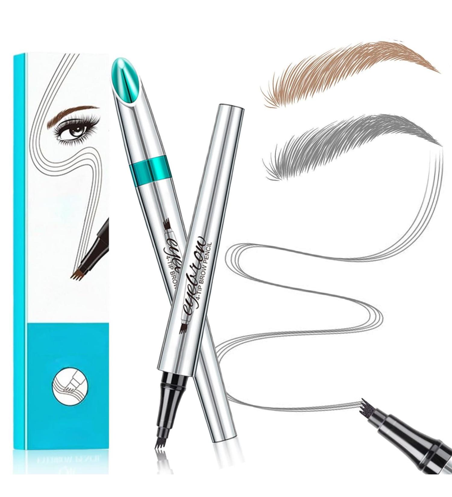 2PCS Upgraded Microblading Eyebrow Pen 3D Waterproof Microblading Eyebrow Pencil 4 Tipped Precise Brow Pen Long-lasting Natural Makeup Fine Stroke Eyebrow Pencil(01+03) - Buy Online on GoSupps.com