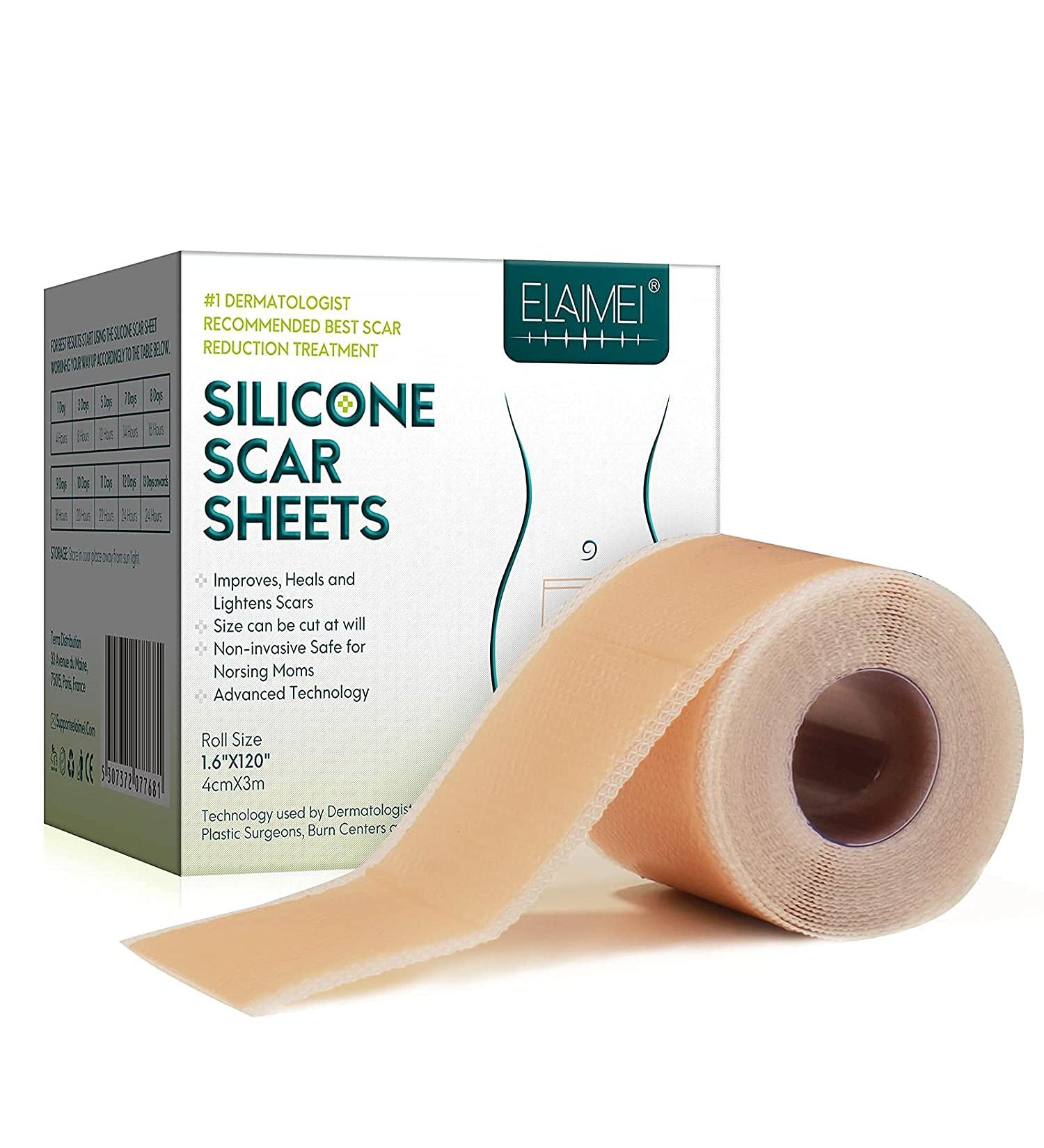 Silicone Gel Tape Roll for Scar Removal - Hypertrophic Scars & Keloids - Pain-Free & Water-proof (1.6 x 120) - Buy Online on GoSupps.com