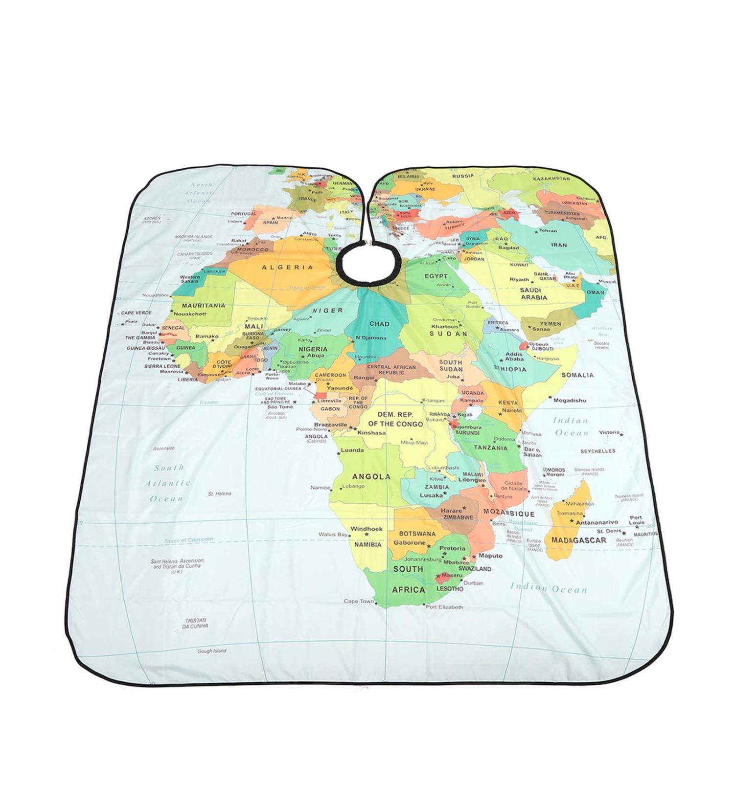 Adjustable Hair Cutting Cape with Map Design - Professional Hairdresser Apron for Cutting Dyeing & Styling | International Shipping - Buy Online on GoSupps.com