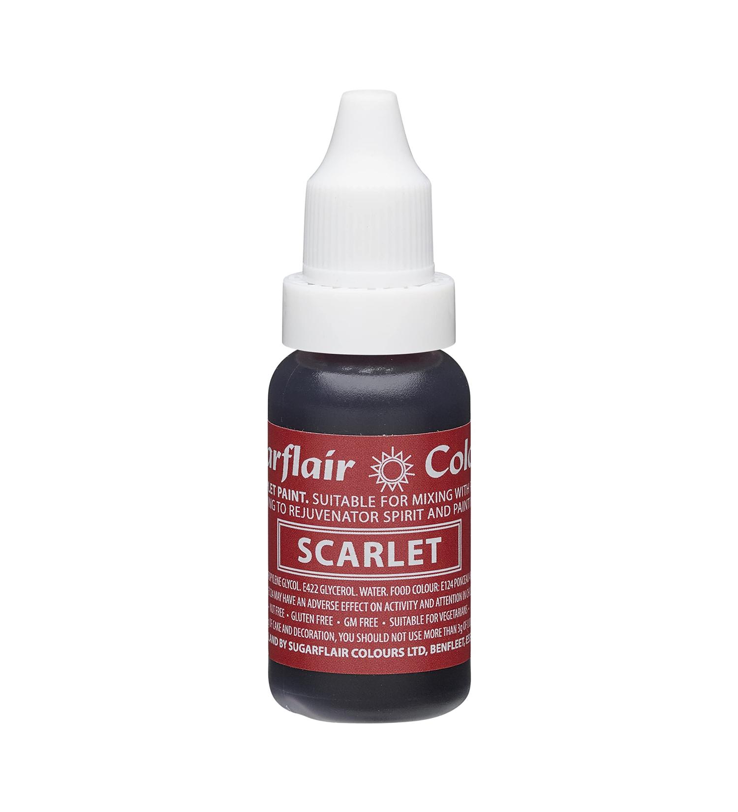 Sugarflair Scarlet Liquid Food Colouring Droplet For Colouring Royal Icing Sugarpaste Buttercream Sugarpaste Also For Painting & Can Be Used With An Airbrush - 14ml