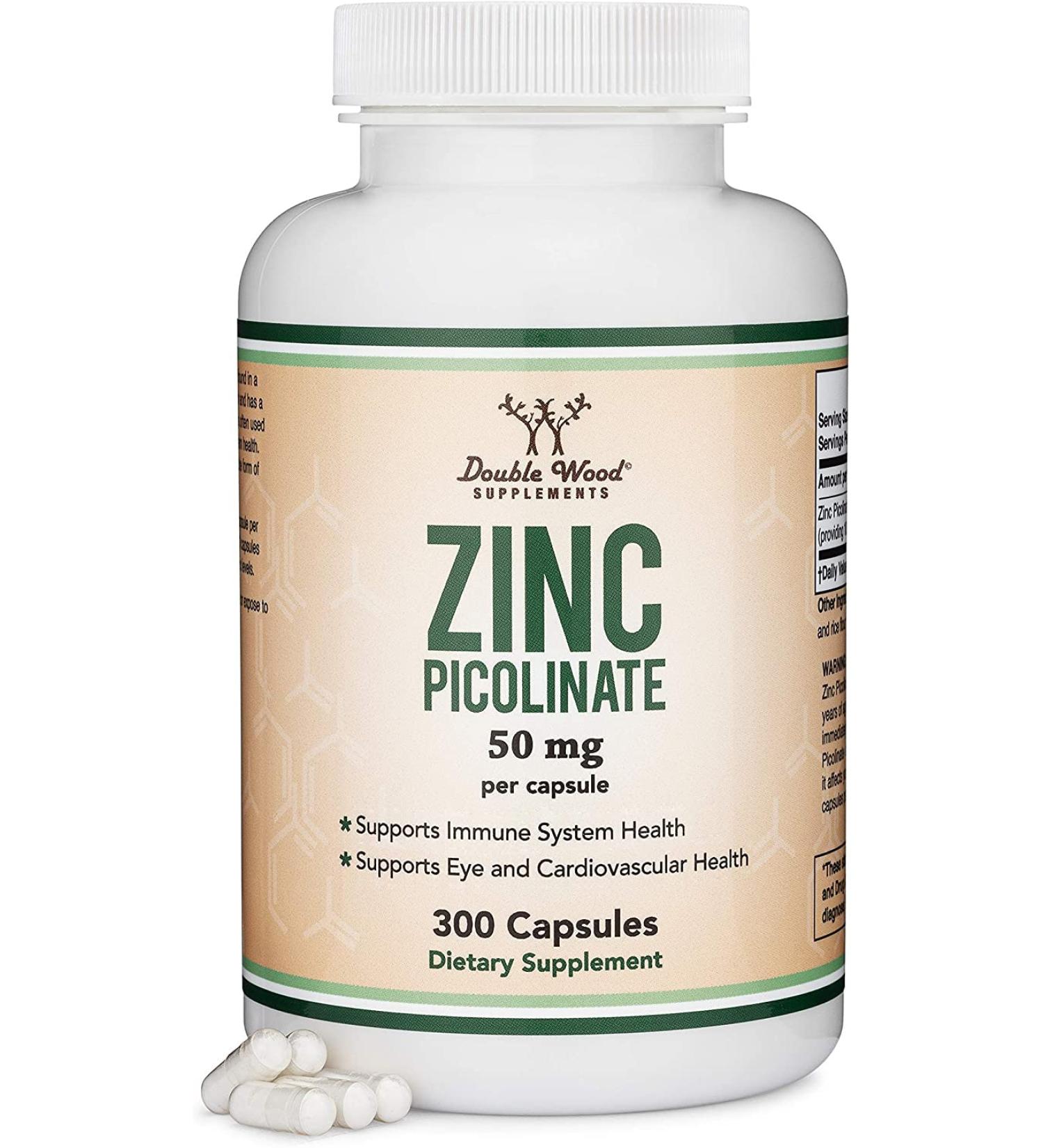 Zinc Picolinate 50mg 300 Capsules - Immune Support for Kids and Adults - Non-GMO, Gluten Free - Made in the USA - 300 Day Supply - Buy Online on GoSupps.com