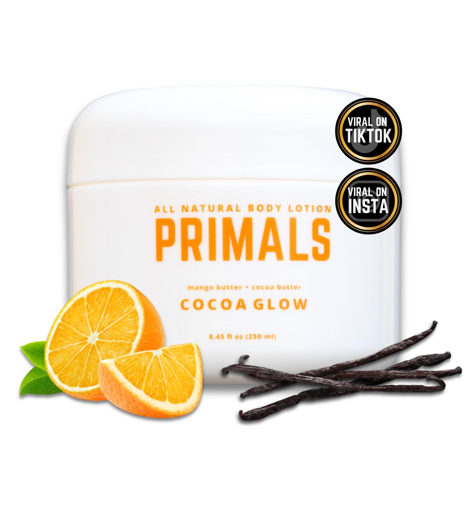 PRIMALS All Natural Body Lotion - Cocoa & Mango Butter | 100% Natural Alcohol-Free Paraben-Free - 8.45 oz - Buy Online on GoSupps.com