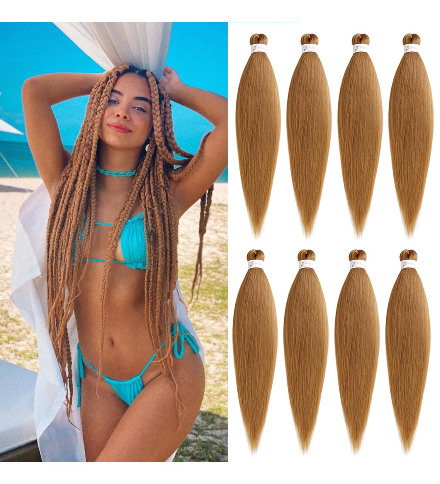 Xtrend 8 Packs 30 Inch EZ Braiding Hair Extensions Pre Stretched for Box Braids Yaki Straight Hair Kanekalon Fiber Pre Stretched Crochet Braiding Hair Extension 27# 30 Inch (Pack of 8) 27# - Buy Online on GoSupps.com