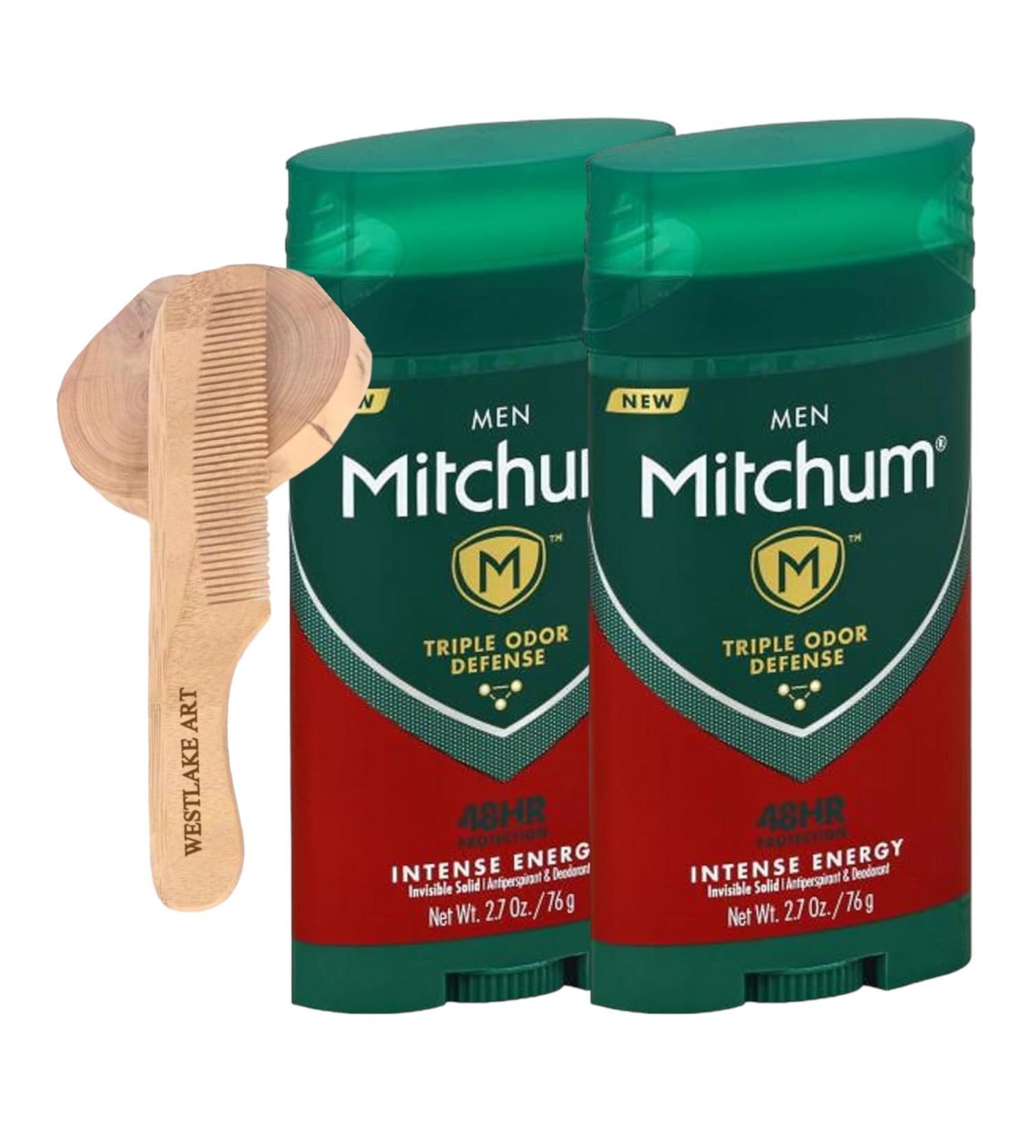 Men's Deodorant 48-Hour Protection Roll On - Intense Energy Scent 2.7 oz Bundle with Wooden Comb 2-Pack | International Shipping Available - Buy Online on GoSupps.com
