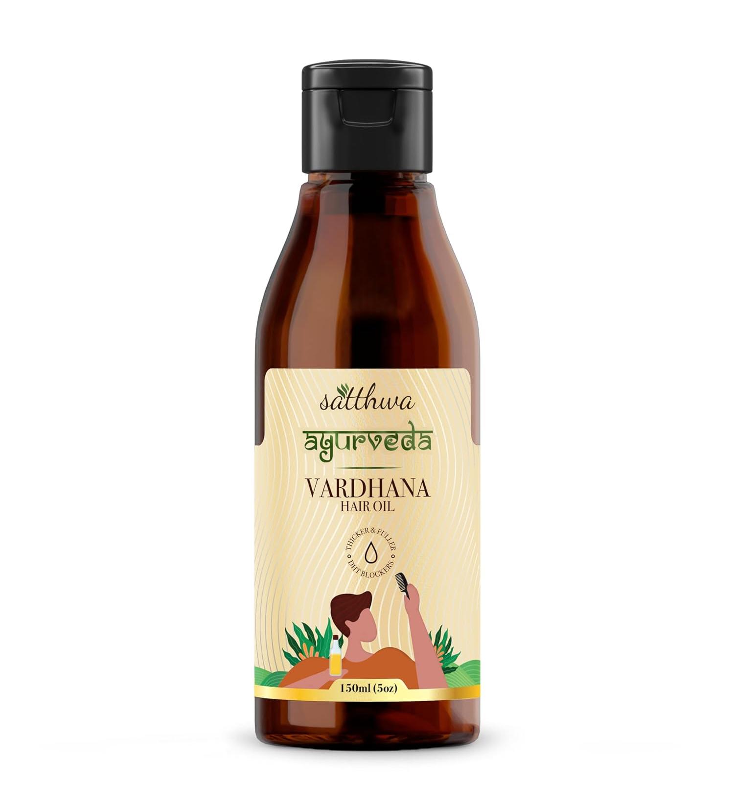 Satthwa Vardhana Hair Oil with Pumpkin Seed Oil & Saw Palmetto - Natural DHT Blockers for Hair Fall Control | Paraben Free - 150ml - Buy Online on GoSupps.com