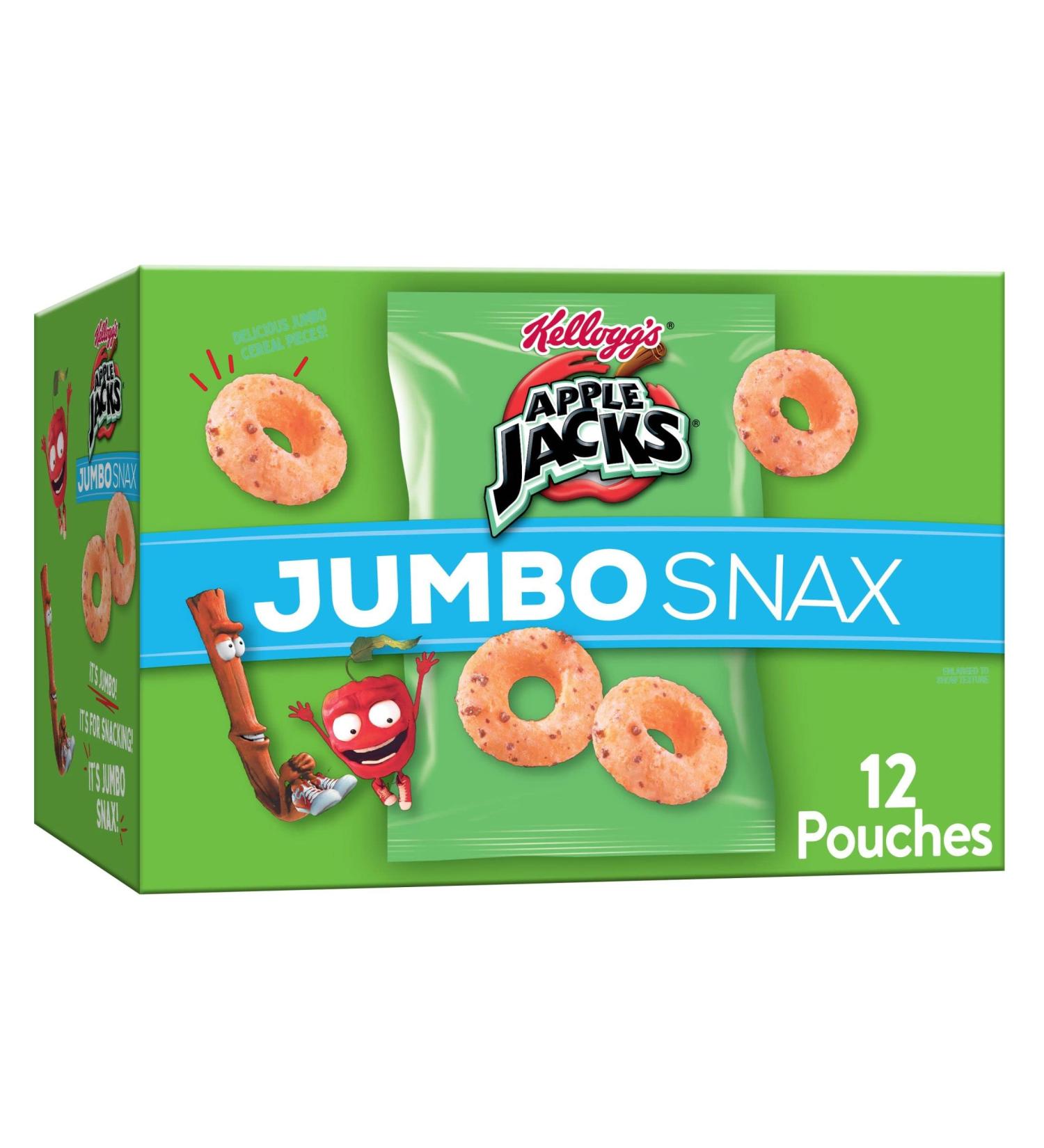 Kellogg's Apple Jacks Jumbo Snax Cereal Snacks - 5.4oz Box (12 Pouches) for Kids Gaming & Lunch Boxes - Buy Online on GoSupps.com