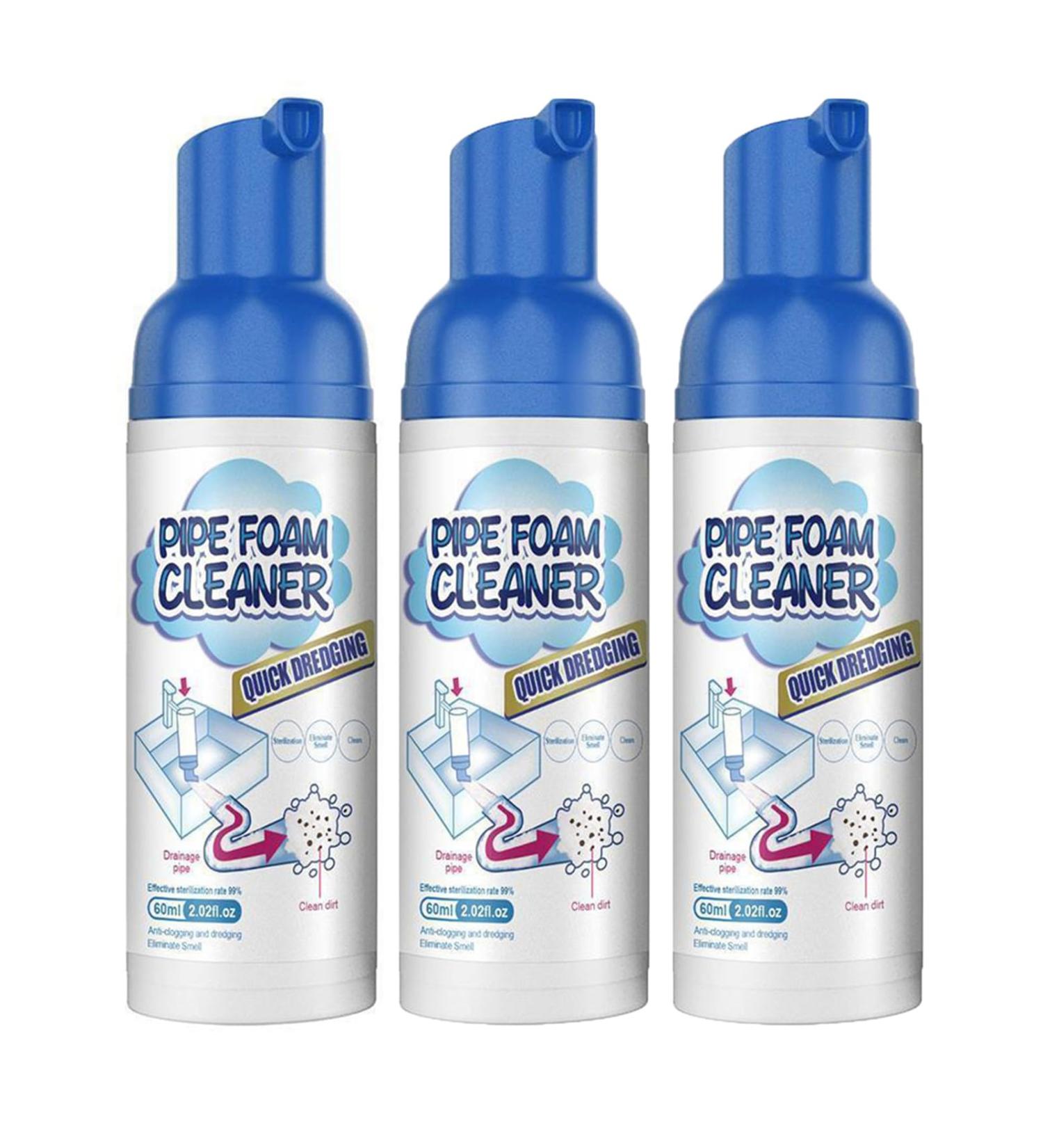 3Pcs Herios Drain Foam Cleaner Pipe Dredge Deodorant Foam Cleaner Liquid Hair Drain Clog Remover & Cleaner Quick Foaming Toilet Cleaner for Kitchen Shower Drain Sinks Tubs - Buy Online on GoSupps.com