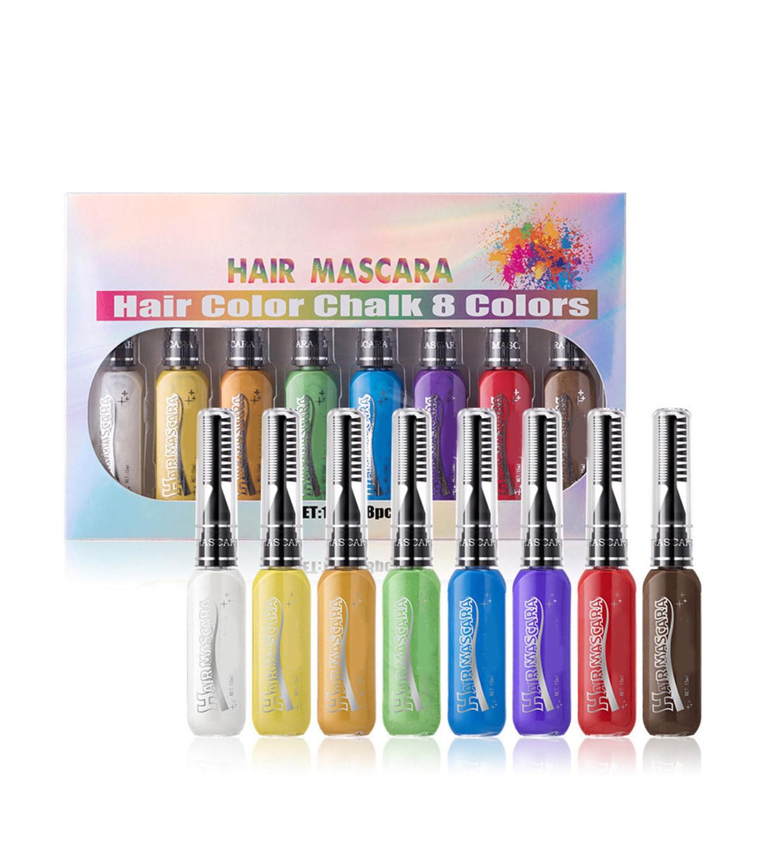 Peigne craie pour cheveux lavable ensemble de peignes craie pour cheveux | Ensemble de teinture de mascara pour femmes | Ensemble de craies pour lavables de 8 couleurs teinture UN 1 unit (Lot de 1) - Buy Online on GoSupps.com