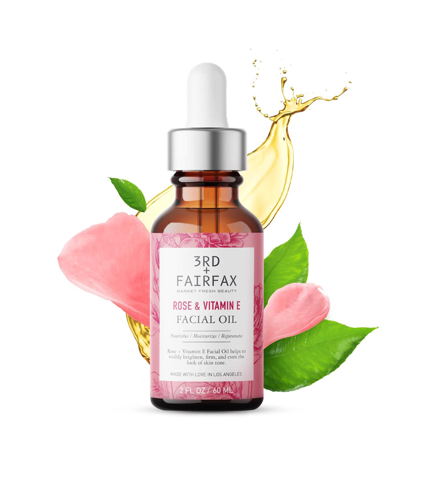 Rose & Vitamin E Facial Oil 2oz - Nourish & Hydrate Your Skin | International Shipping Available - Buy Online on GoSupps.com