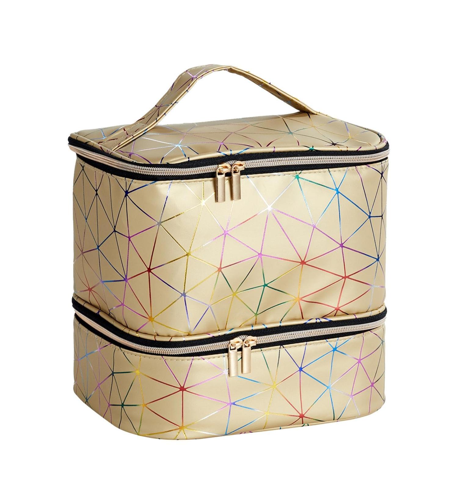 Nail Kit Organizer - Nail Polish Carrying Bag - Nail Storage Organizer Sponge Partitions Nail Polish Bag Organizer Sturdy Handle for Nail Polish Gold - Buy Online on GoSupps.com