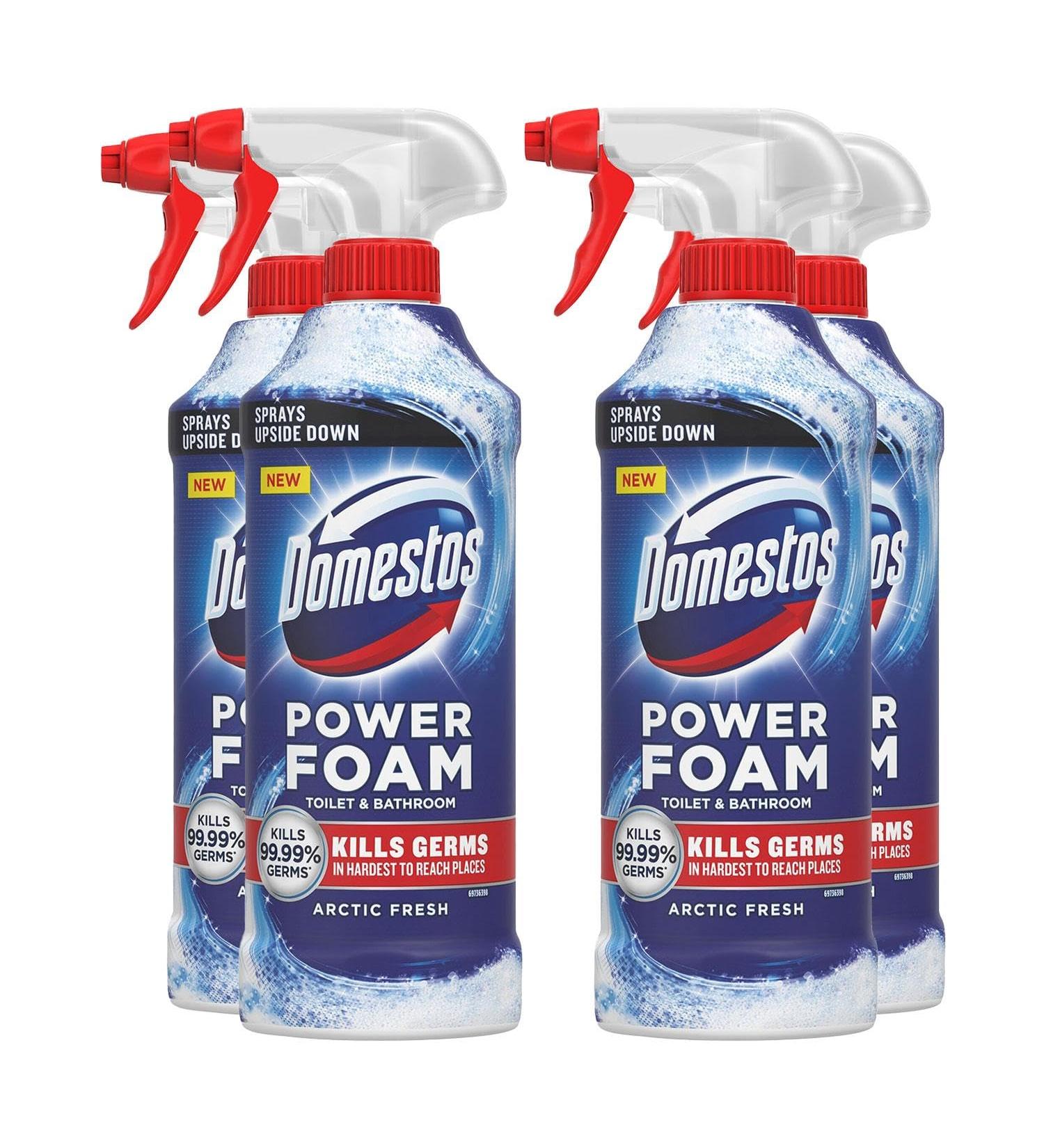 Domestos Power Foam Toilet and Bathroom Surface Cleaner Bleach-Free Upside Down Limescale Remover Multi-Purpose Spray with Fresh Bio-Degradable Fragrance 450ml (Arctic Fresh Pack of 4) Arctic Fresh Pack of 4 - Buy Online on GoSupps.com