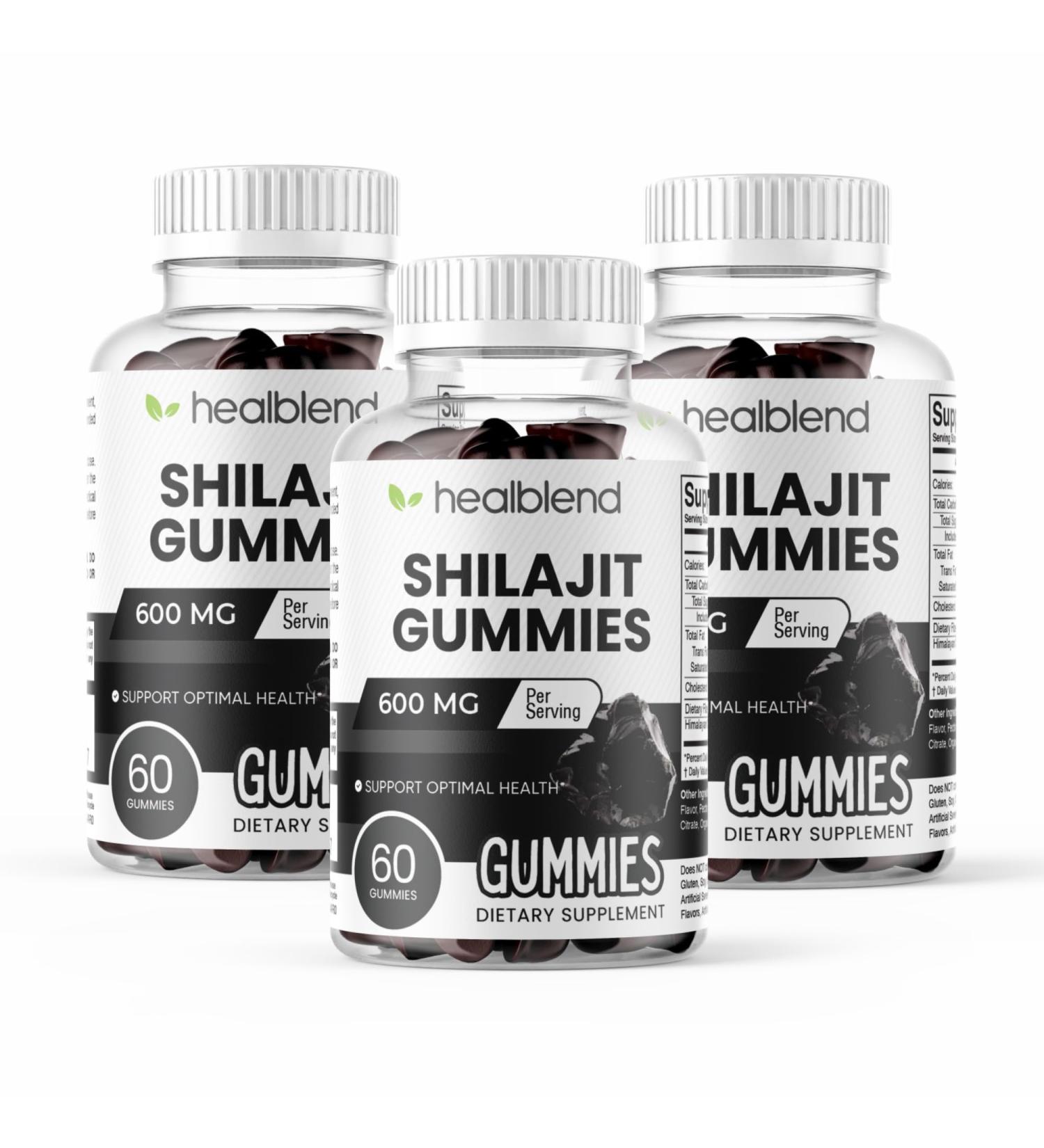 healblend Organic Himalayan Shilajit Gummies 600mg - Optimal Health Energy & Immunity Support for Men & Women Natural Fruit Flavor - 60 Gummy (3) - Buy Online on GoSupps.com