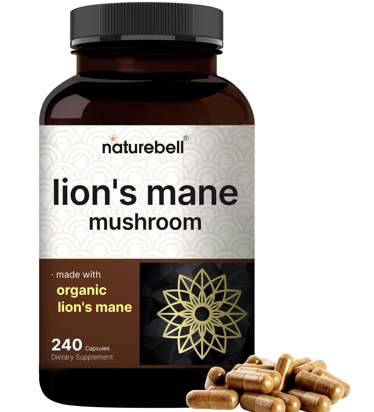 Lions Mane Mushroom Supplement Capsules 9,000mg 240 Capsules | 120 Days Supply Made with Organic Lion s Mane Powder Extract Cognitive Brain Nootropic & Immune Health Support Non-GMO - Buy Online on GoSupps.com