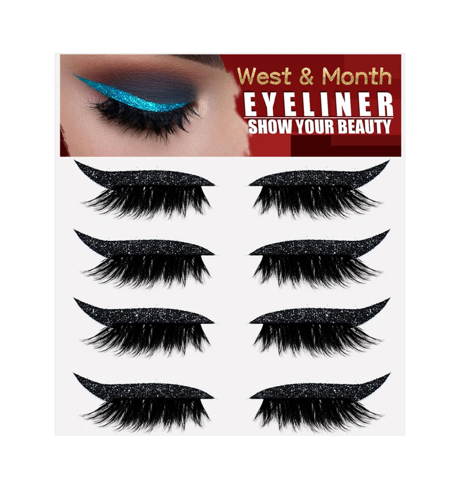 Yueci 2-in-1 Fake Eyelash Eyeliner & Sticker | 4 Pairs Reusable | Easy Makeup Black - International Shipping - Buy Online on GoSupps.com