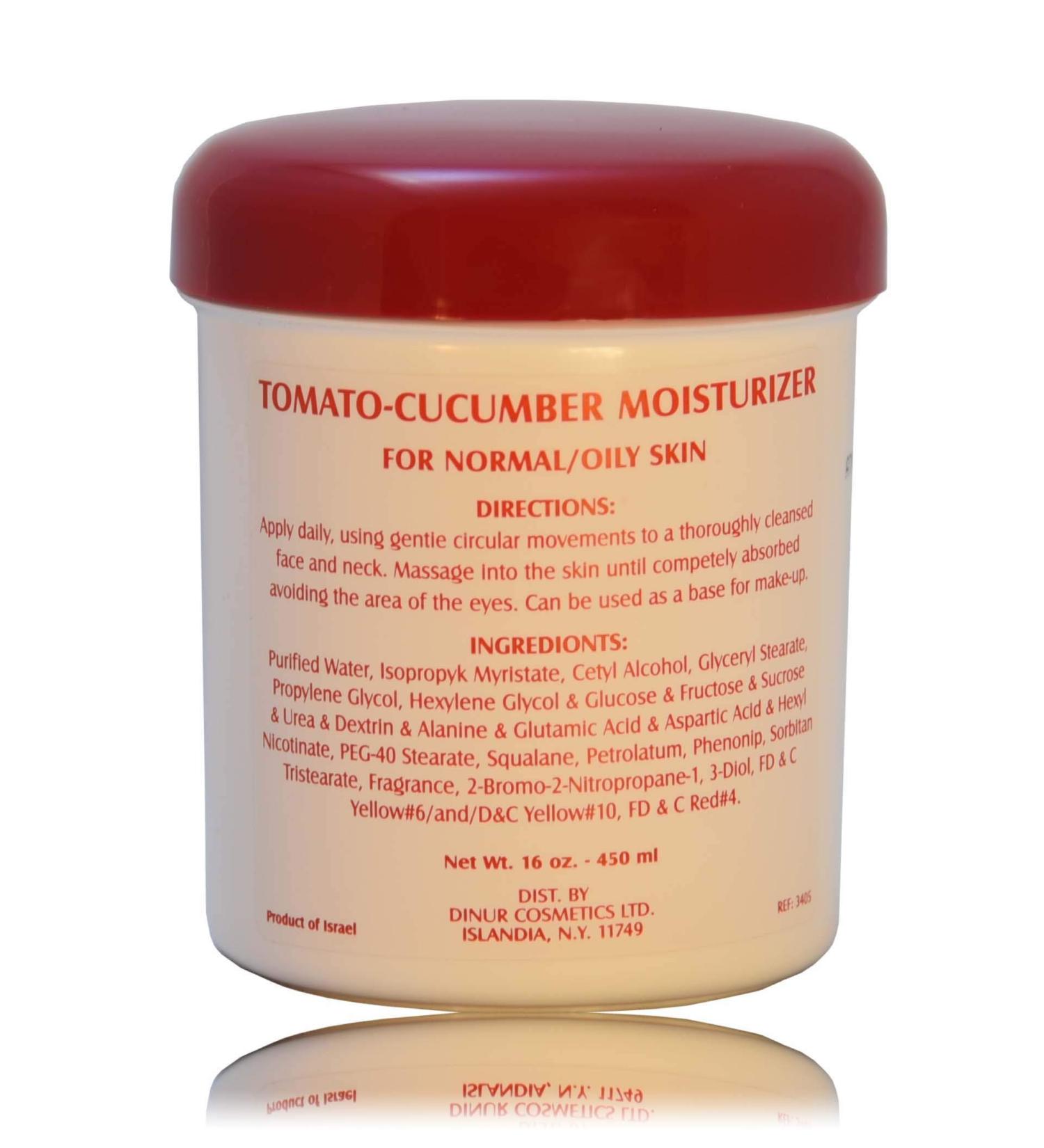 Dinur Cosmetics Tomato Cucumber Moisturizer Hydrating Face Moisturizer to Nourish Dry Skin Face Cream to Minimize Wrinkles Tighten Pores & Balance pH Level 16 Oz 16 Ounce (Pack of 1)