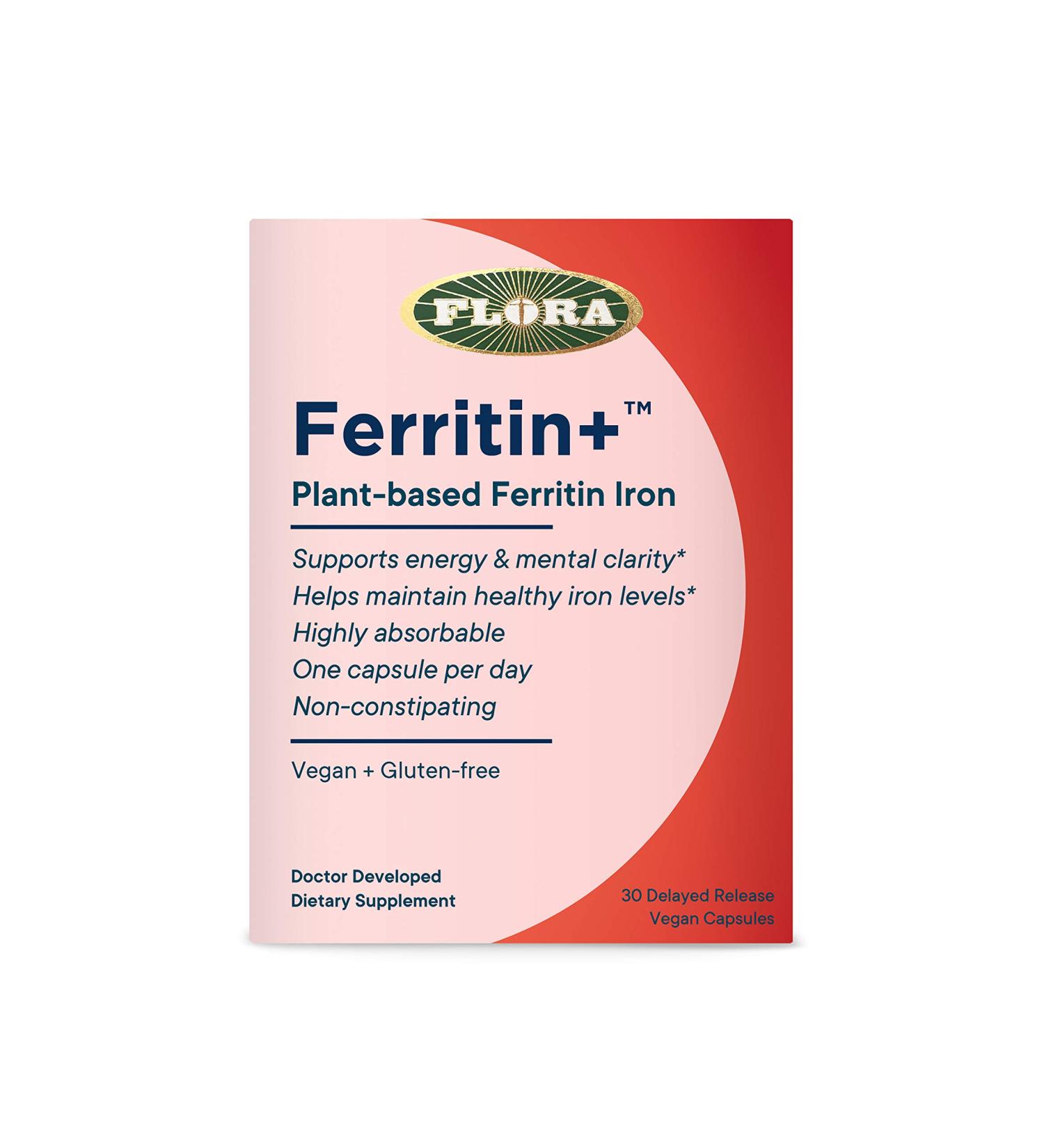 Flora Ferritin+ Plant-Based Iron - 30 Vegan Delayed Release Capsules - Buy Online on GoSupps.com