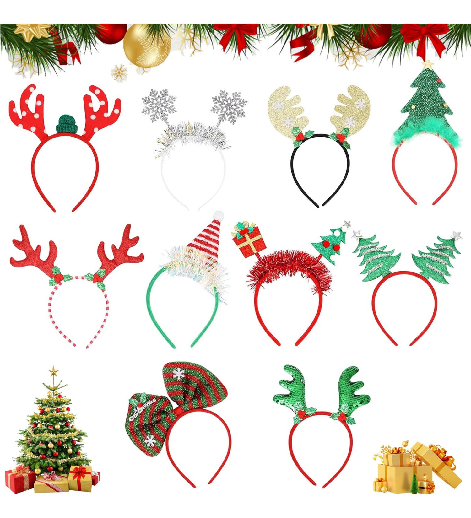 Shop Makone Christmas Headband - 10 Fun Styles of Reindeer Antlers & Santa Hat Headdresses for Kids & Adults - Perfect Holiday Accessory! - Buy Online on GoSupps.com