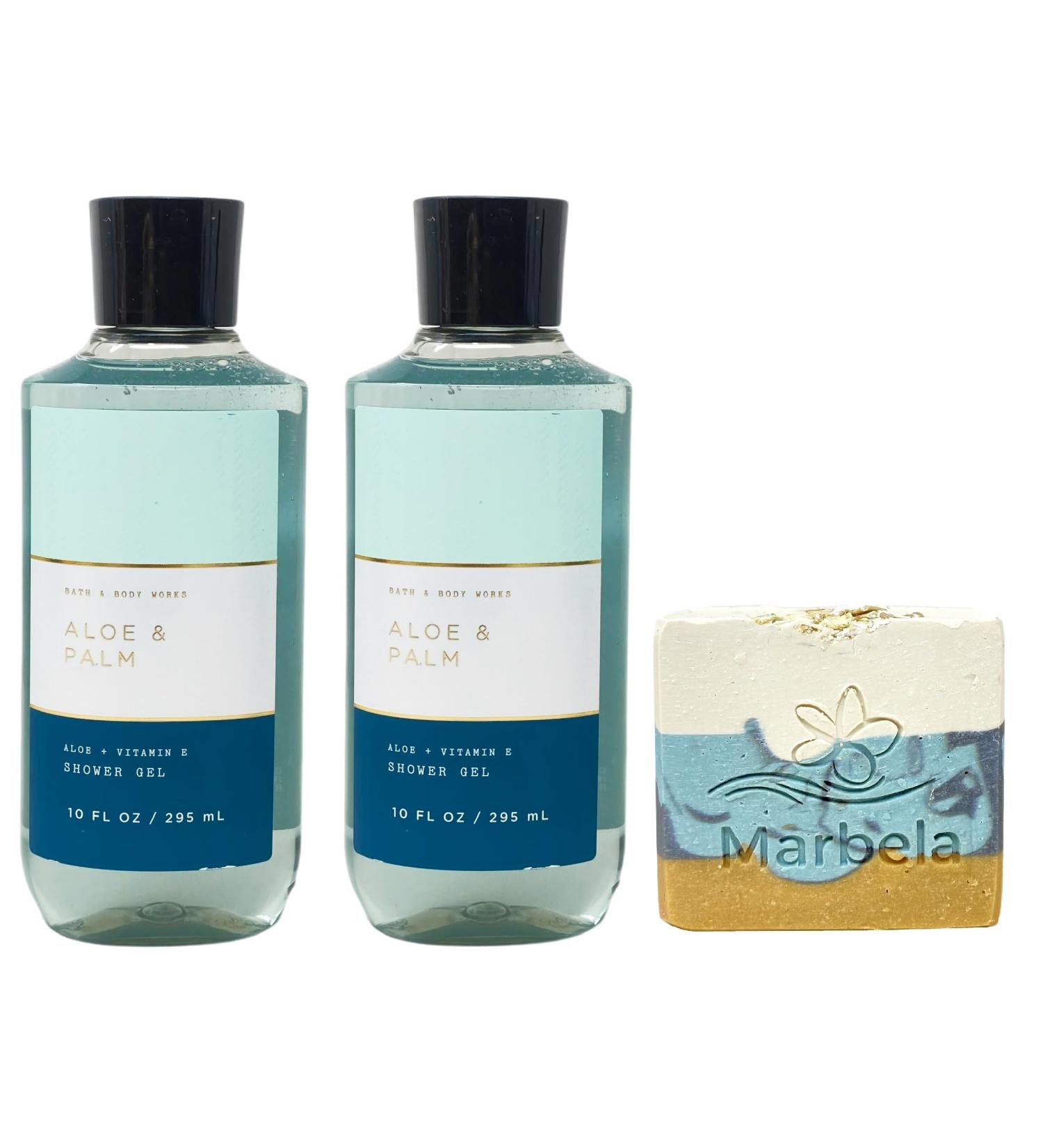 Bath & Body Works Aloe & Palm 2 Pack Shower Gel Bundle with a Sea Breeze Bar Soap - Full Size - Buy Online on GoSupps.com