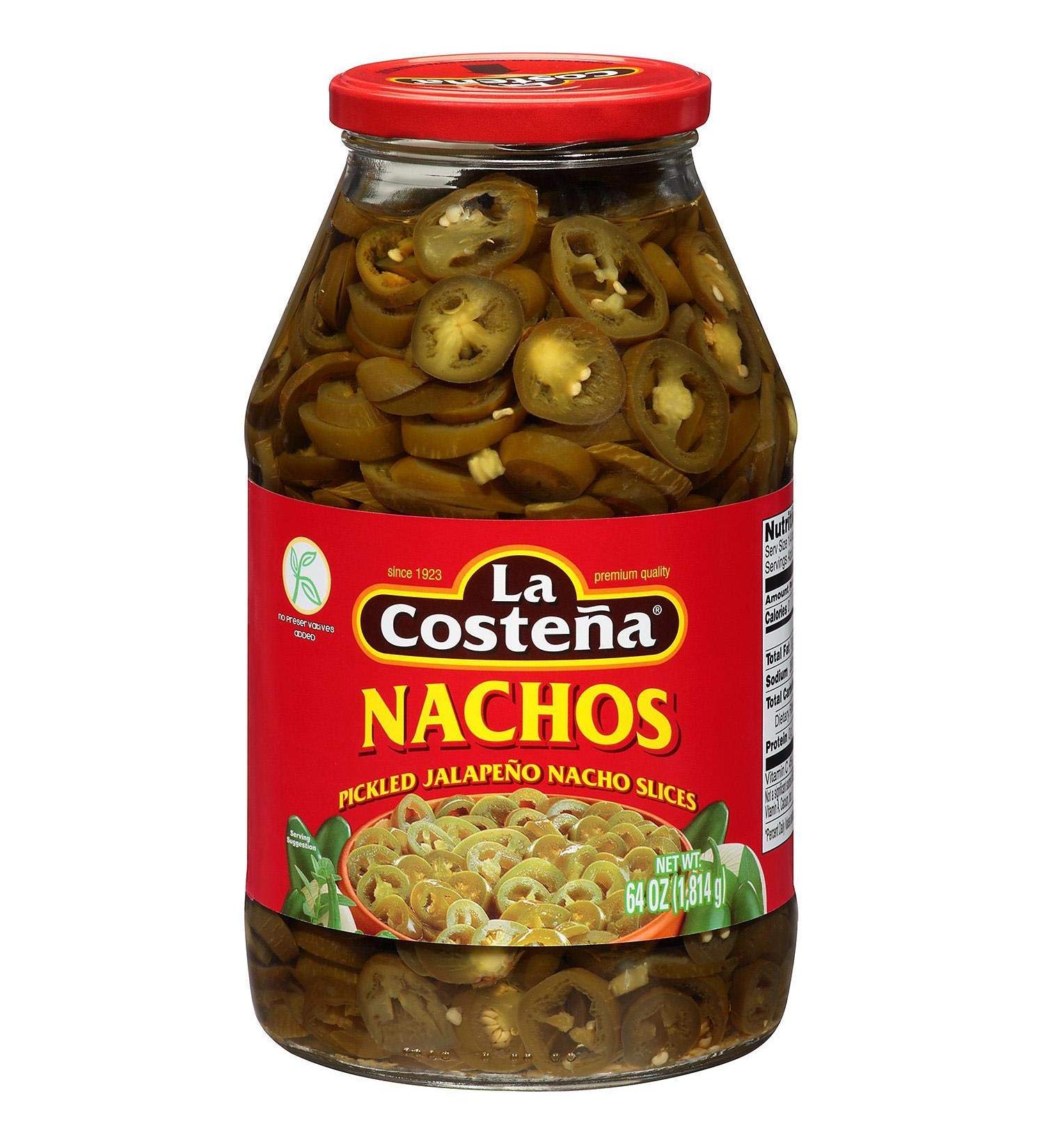 Glass La Costena Pickled Nacho Slice, Jalapeno, 64 Ounce