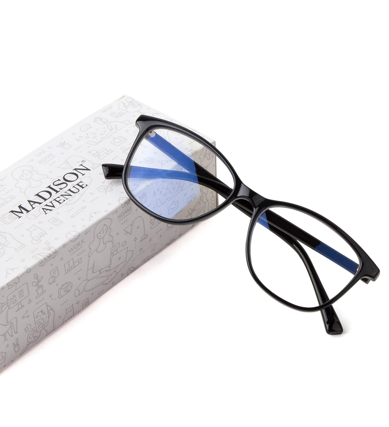 Madison Avenue Blue Light Filter Glasses for Women | TR90 Computer Glasses with Metal Hinges | Stylish Black Non-Prescription Eyewear - Buy Online on GoSupps.com