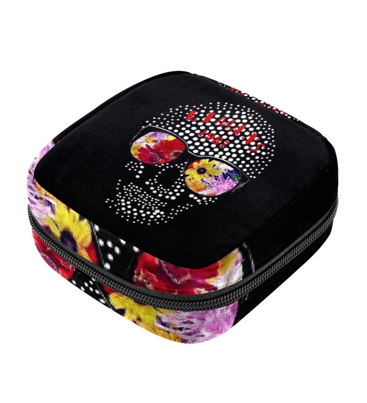 Multicoloured Skull Menstrual Cup Pouch & Sanitary Napkin Organizer - Buy Online on GoSupps.com