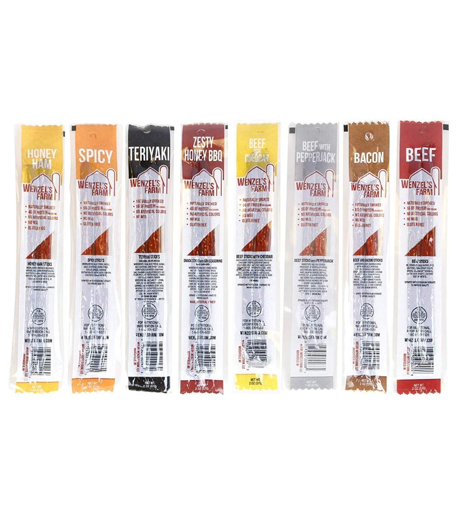 Wenzel's Farm Variety Pack Snack Sticks | High Protein, Low Carb, Gluten-Free | No MSG, Fillers, or Artificial Colors | 16 Sticks - Buy Online on GoSupps.com