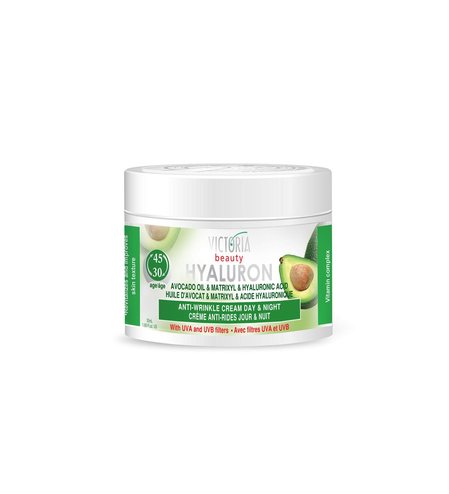 Hyaluron Anti-Wrinkle Cream with Avocado Oil for Mature Skin (30+) - Intensive Day & Night Cream with UV Protection - Buy Online on GoSupps.com