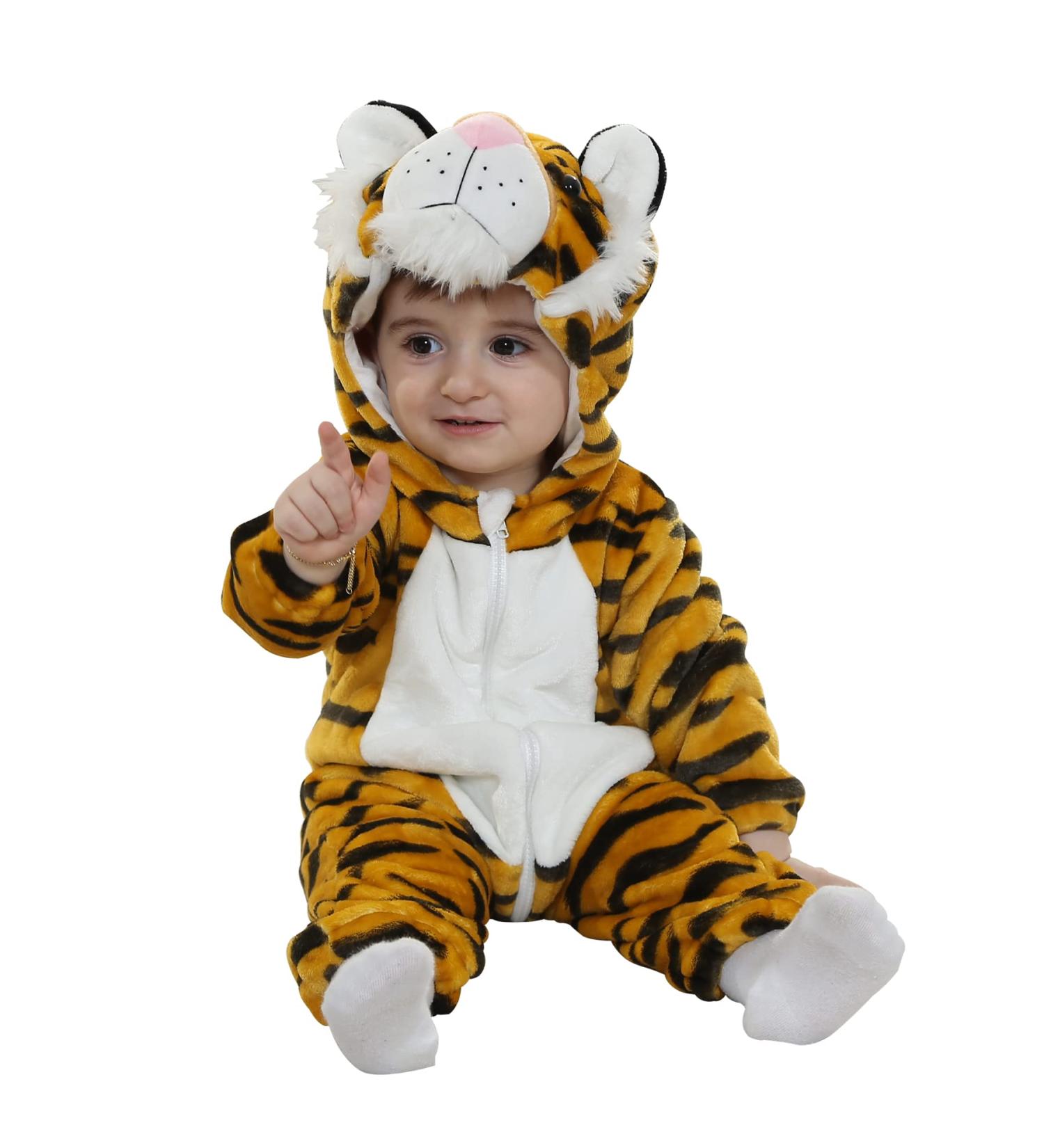 Doladola Baby Hooded Tiger Romper | Newborn to 3.5 Years | Cute Animal Loungewear - Buy Online on GoSupps.com